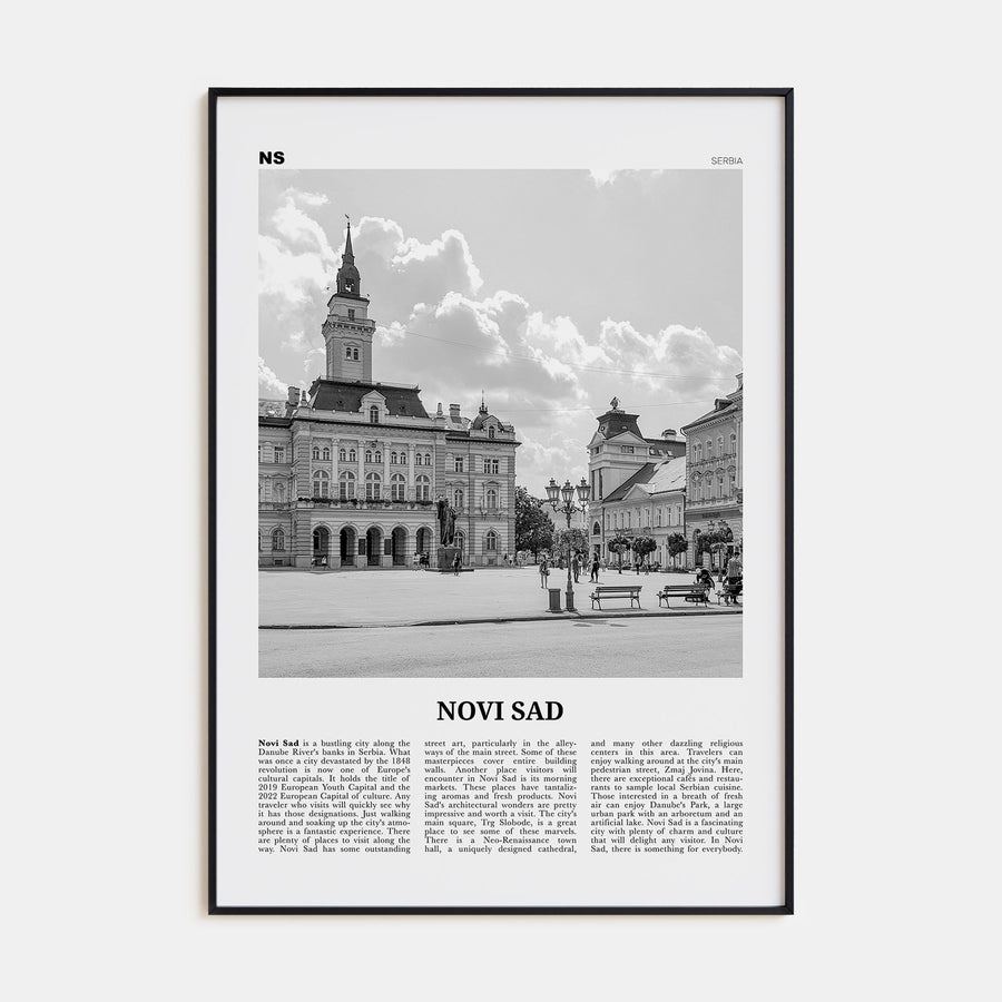 Novi Sad Travel B&W Poster