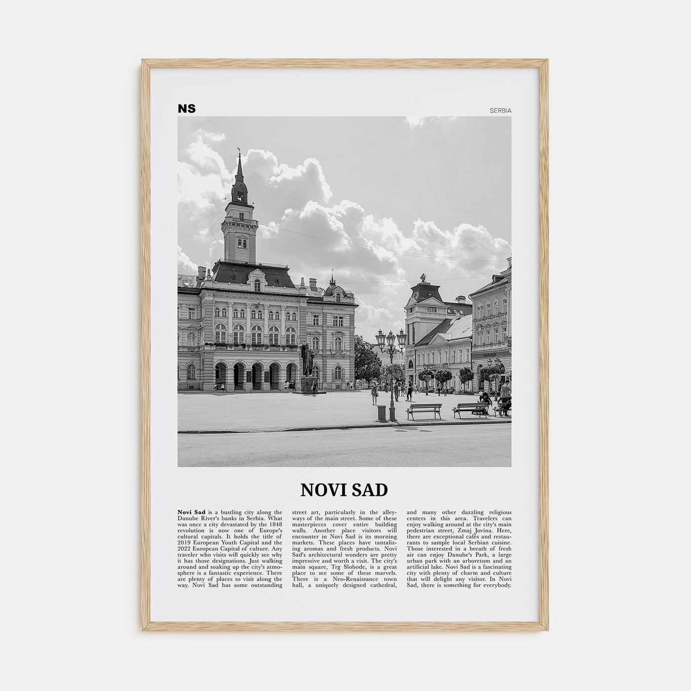 Novi Sad Travel B&W Poster