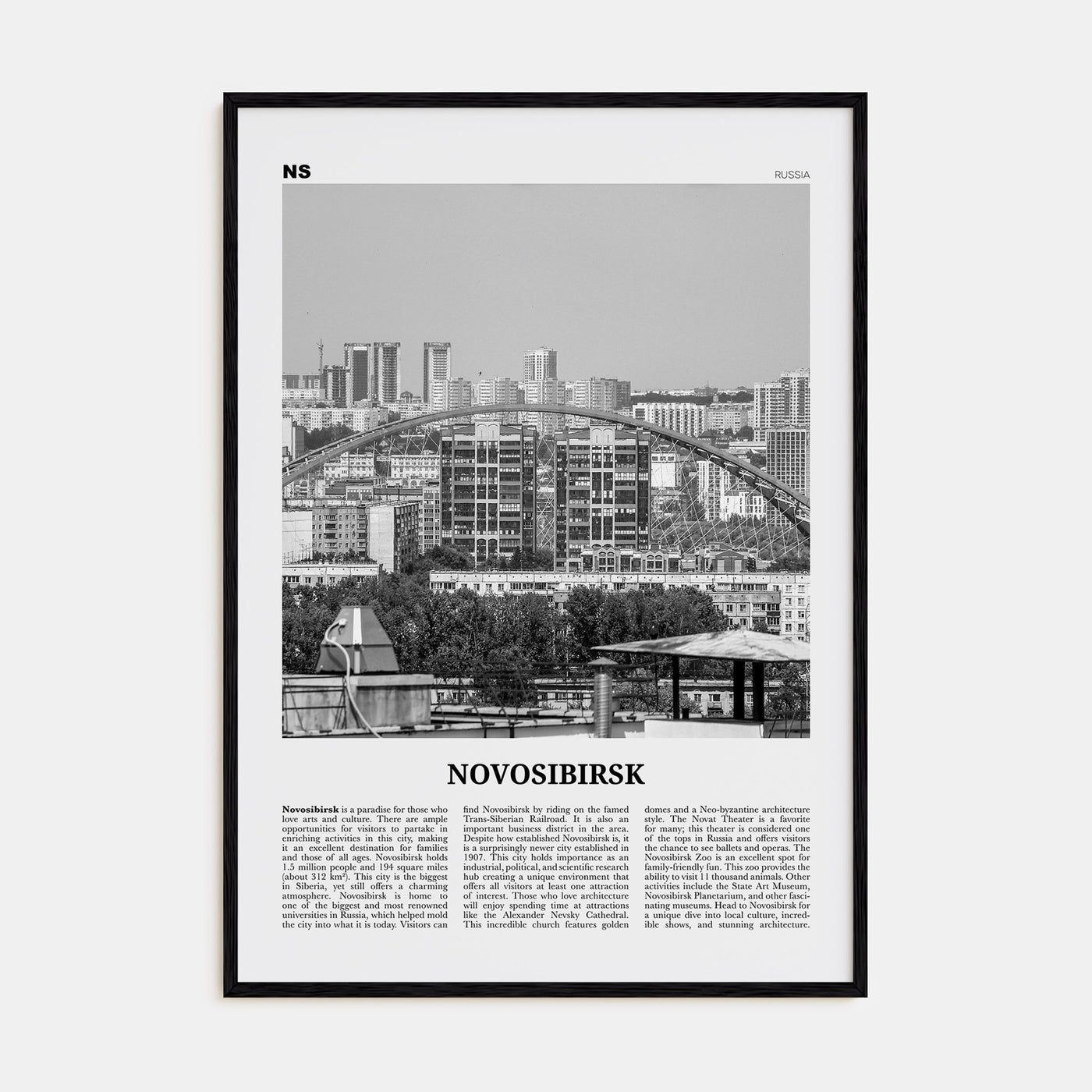 Novosibirsk Travel B&W Poster