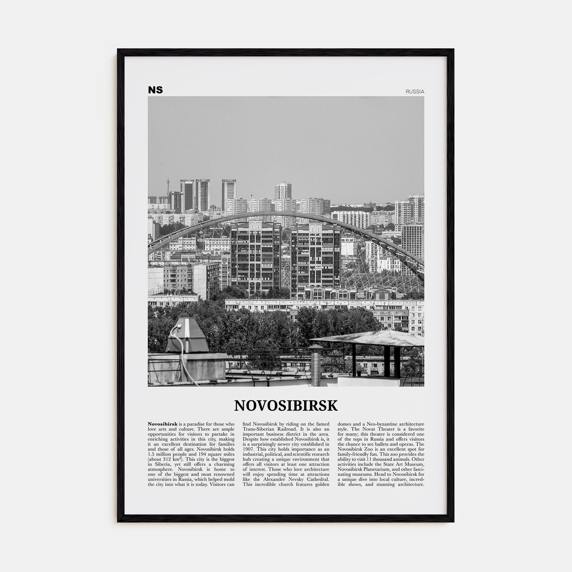 Novosibirsk Travel B&W Poster