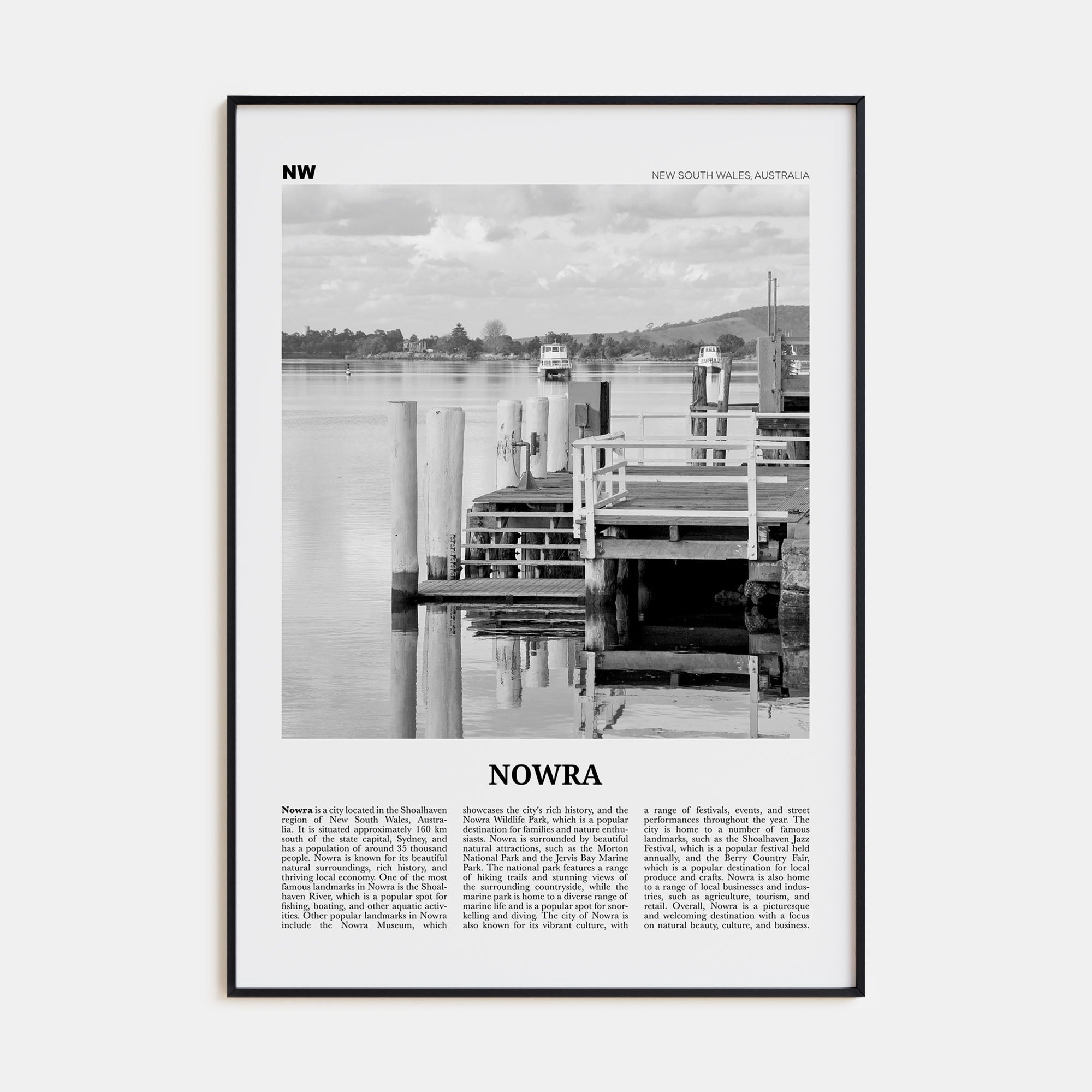 Nowra Travel B&W Poster