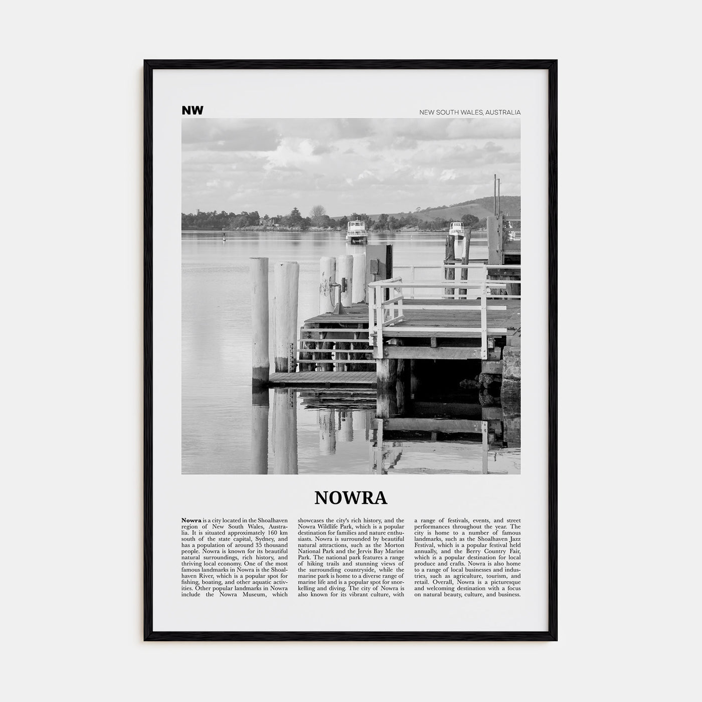 Nowra Travel B&W Poster