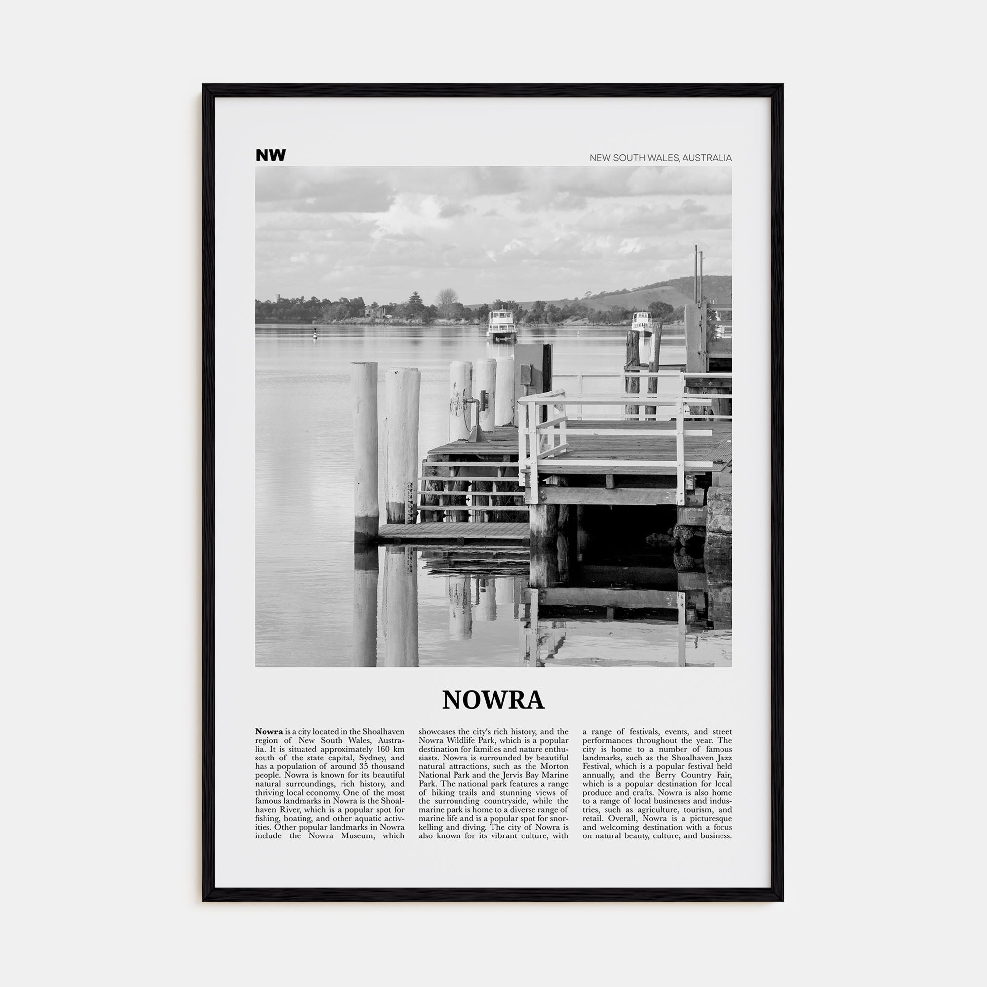 Nowra Travel B&W Poster