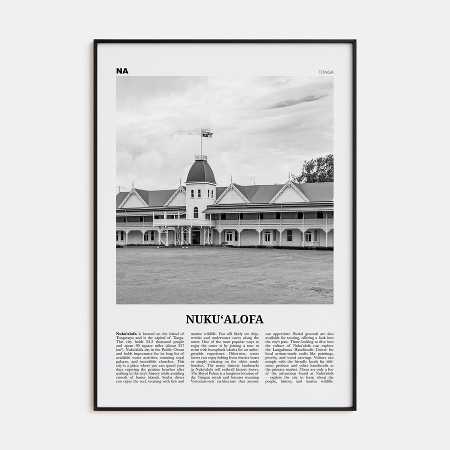 Nuku'alofa Travel B&W Poster