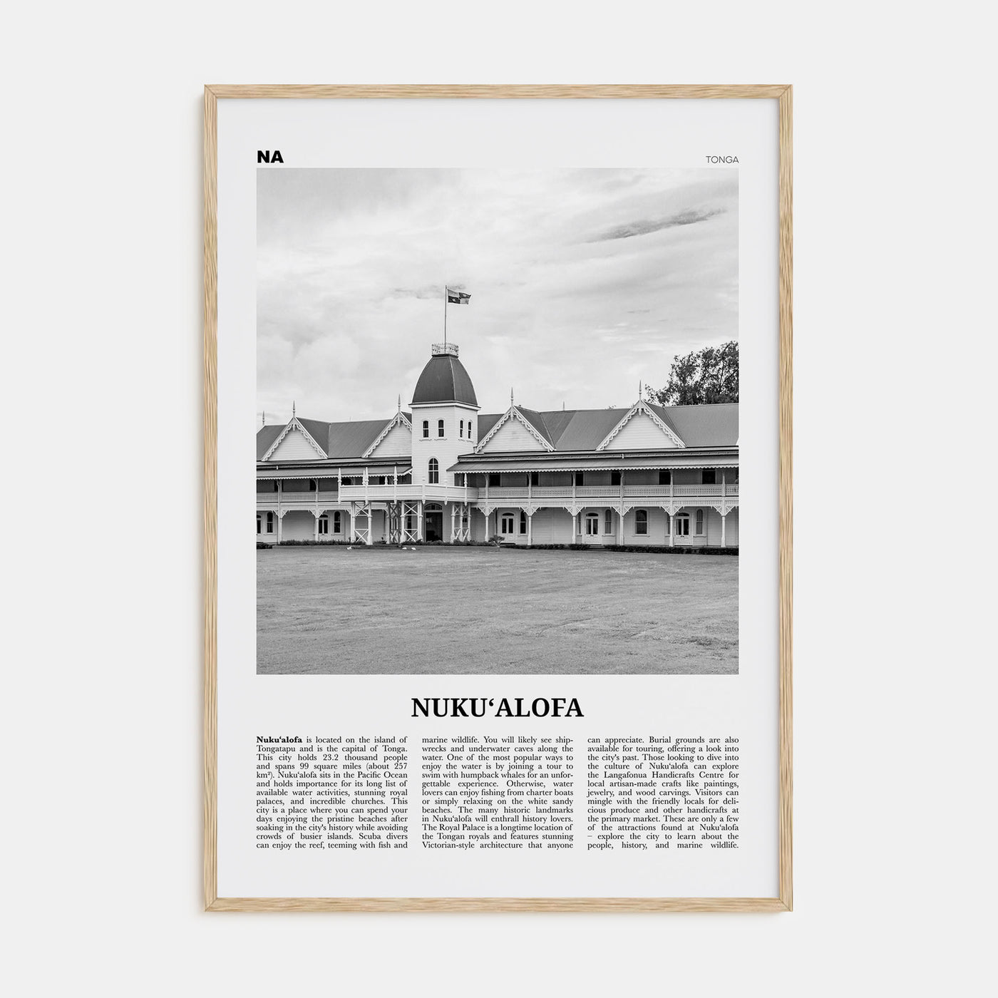 Nuku'alofa Travel B&W Poster