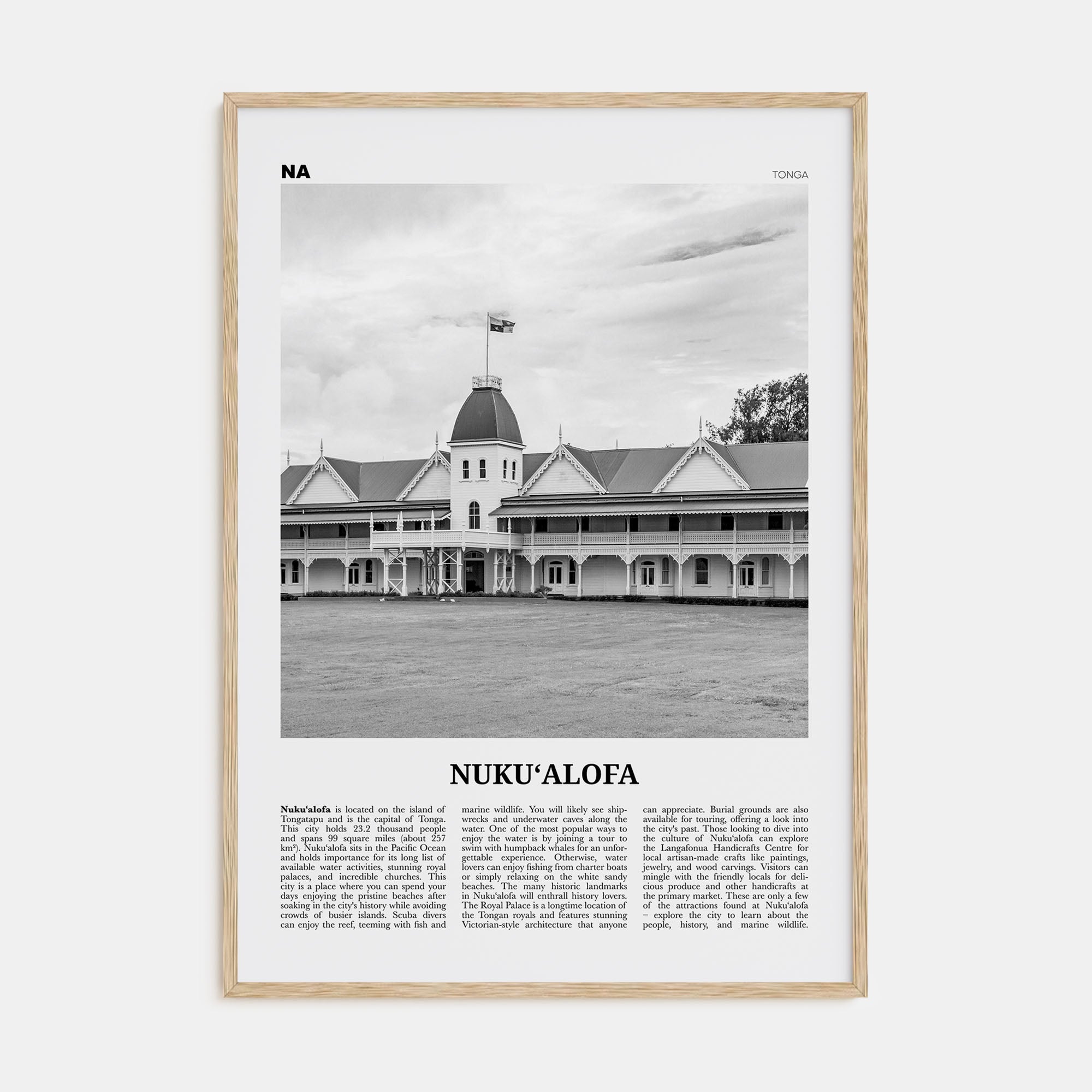 Nuku'alofa Travel B&W Poster