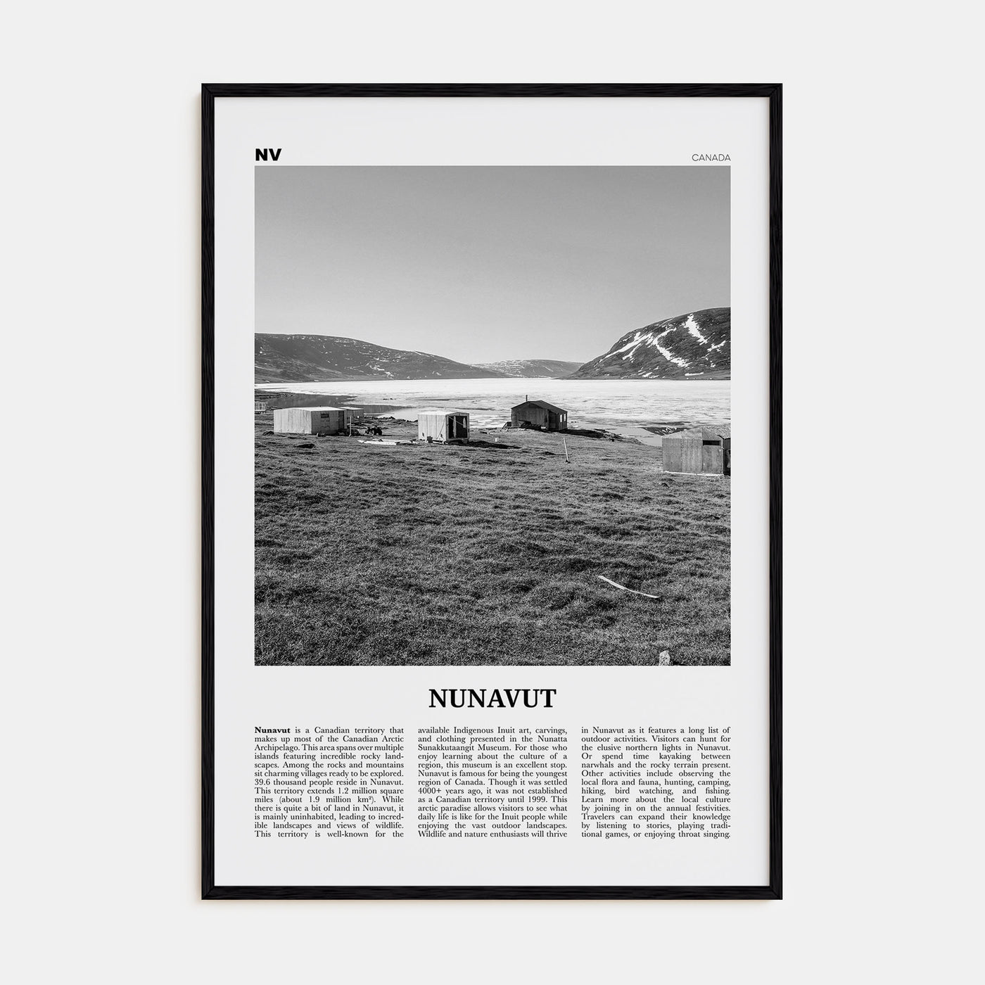 Nunavut Travel B&W Poster