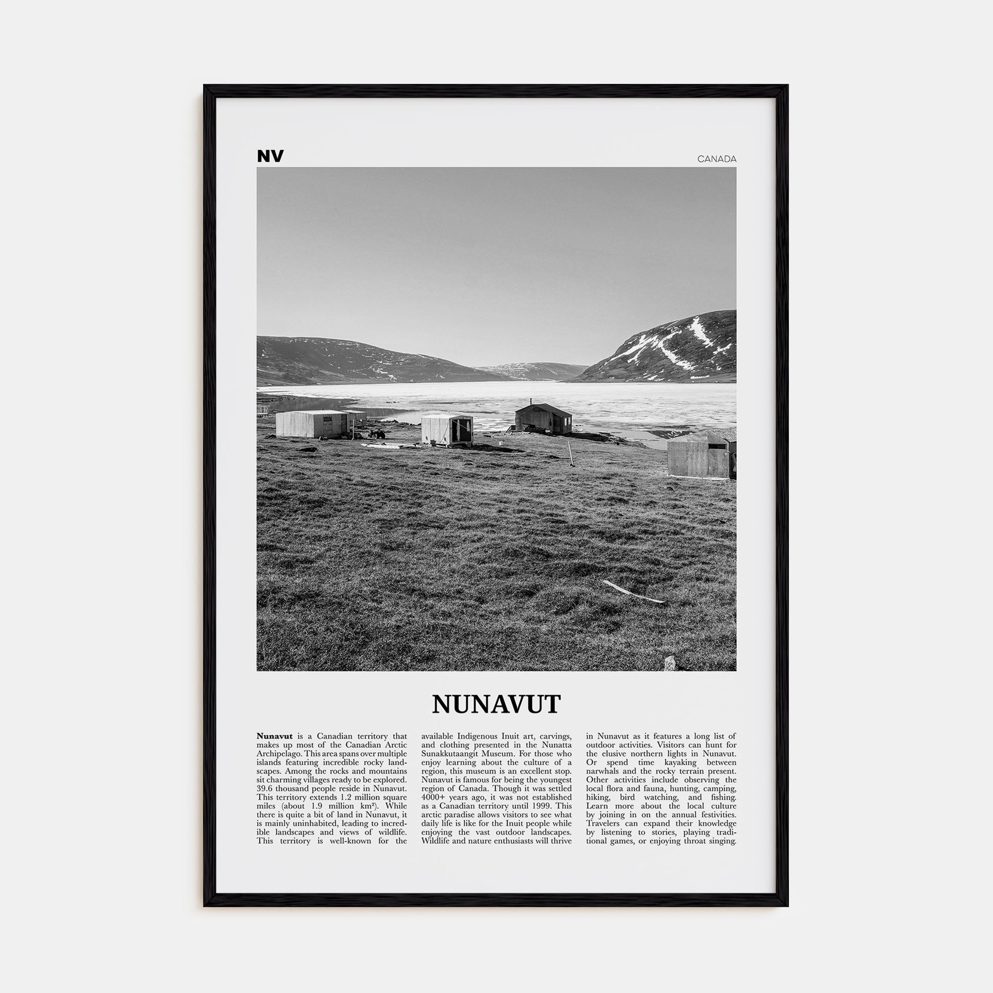 Nunavut Travel B&W Poster