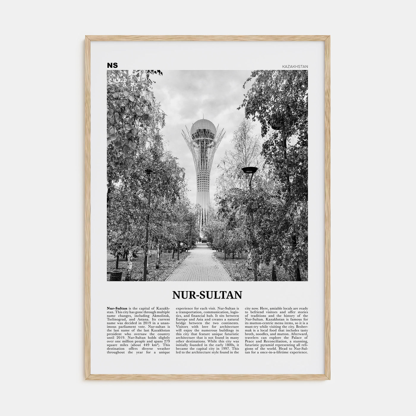 Nur-Sultan Travel B&W Poster