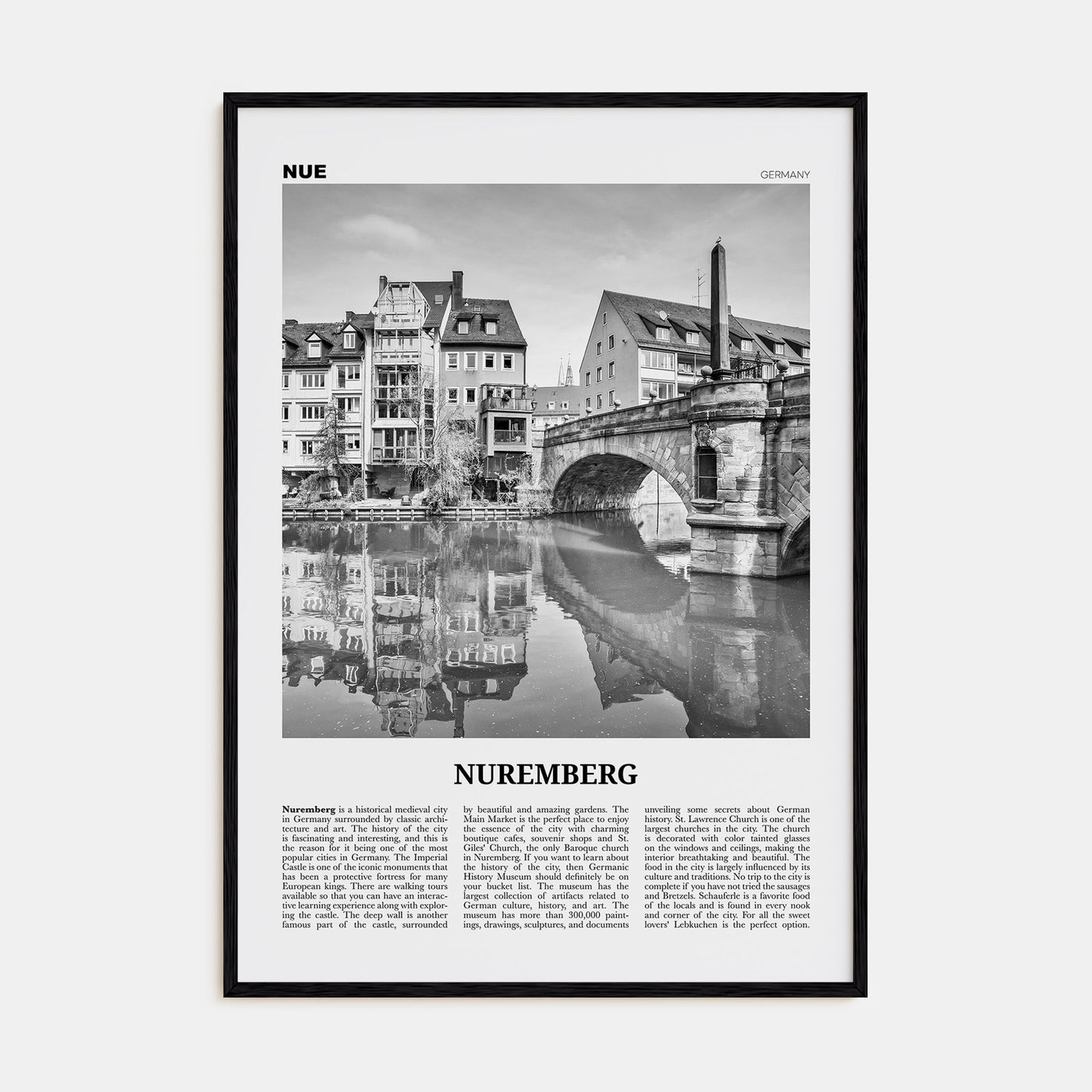 Nuremberg Travel B&W Poster