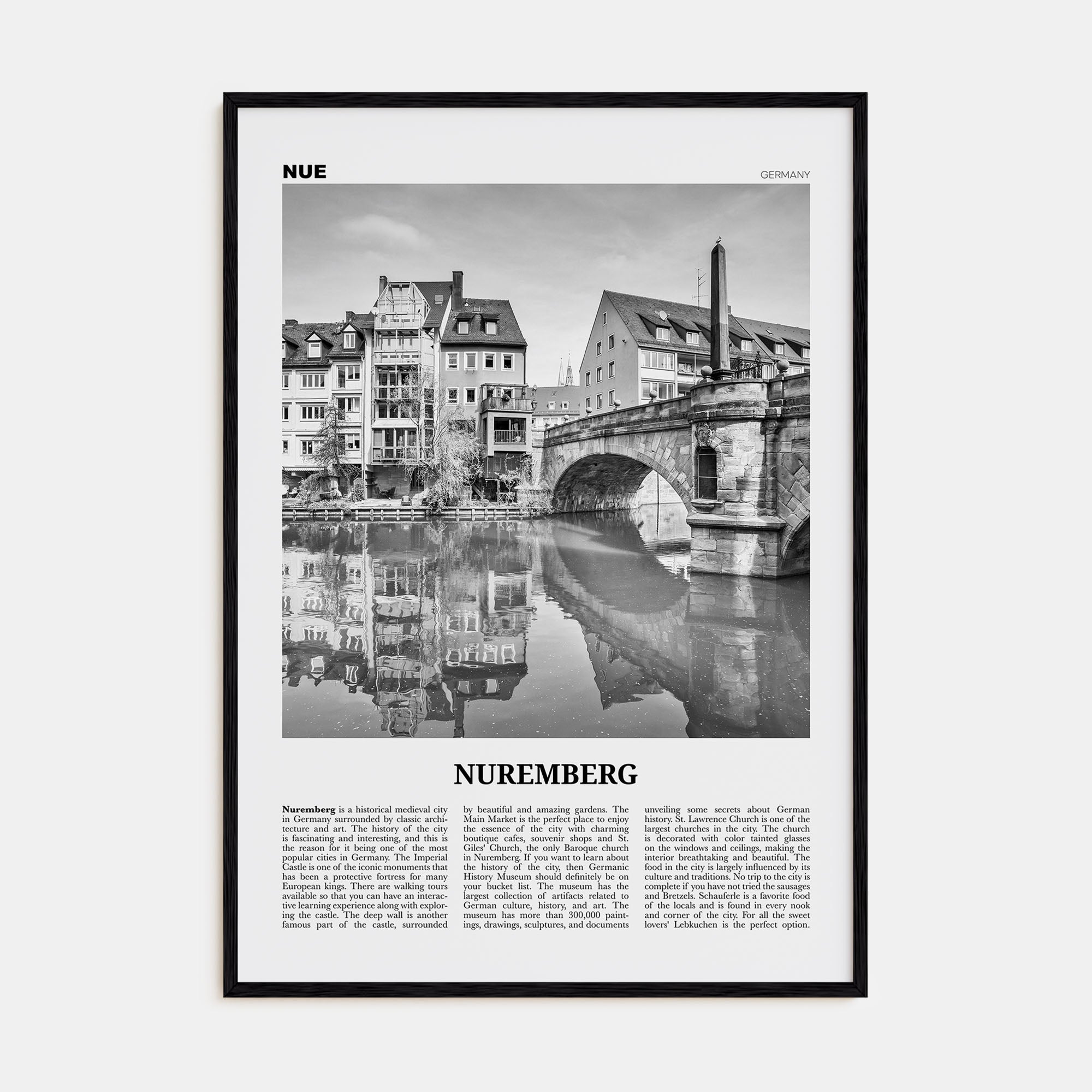 Nuremberg Travel B&W Poster