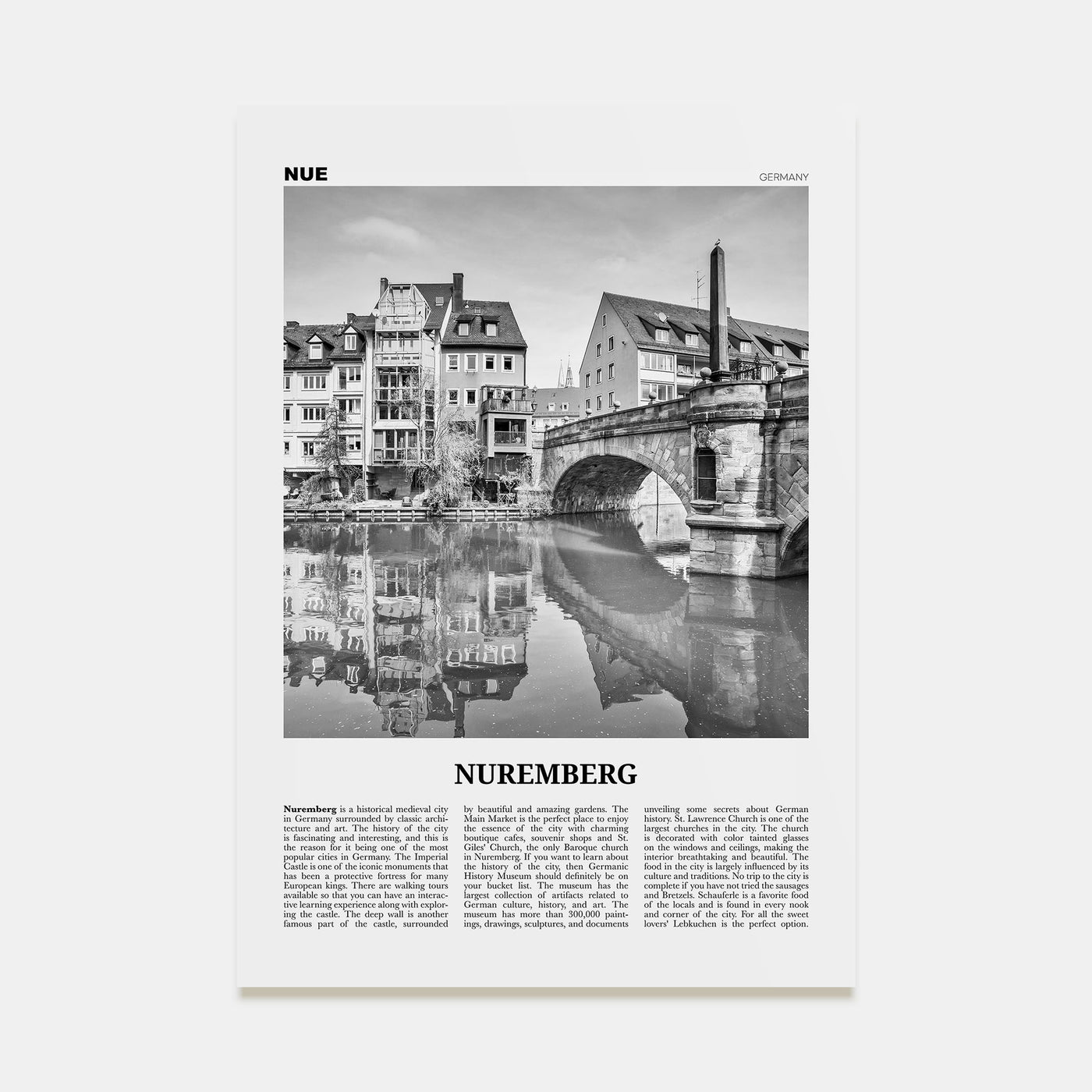 Nuremberg Travel B&W Poster