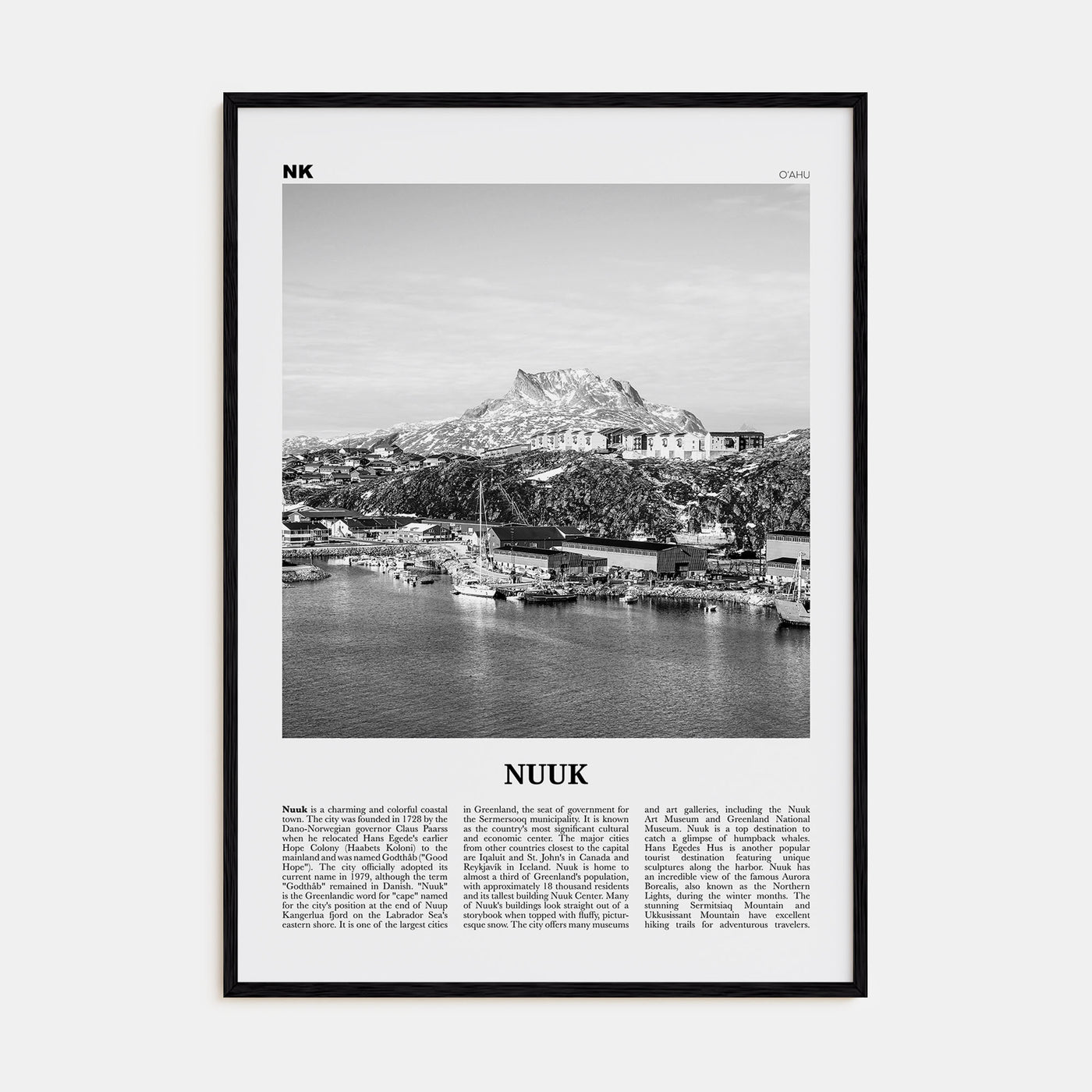 Nuuk Travel B&W Poster