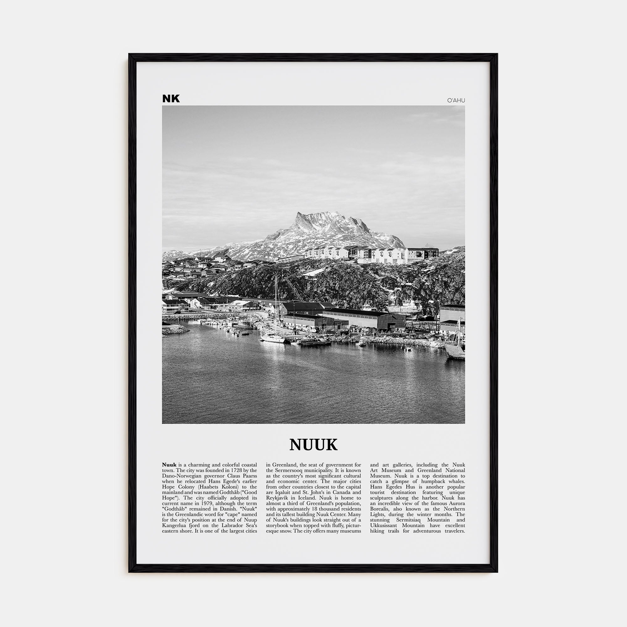 Nuuk Travel B&W Poster