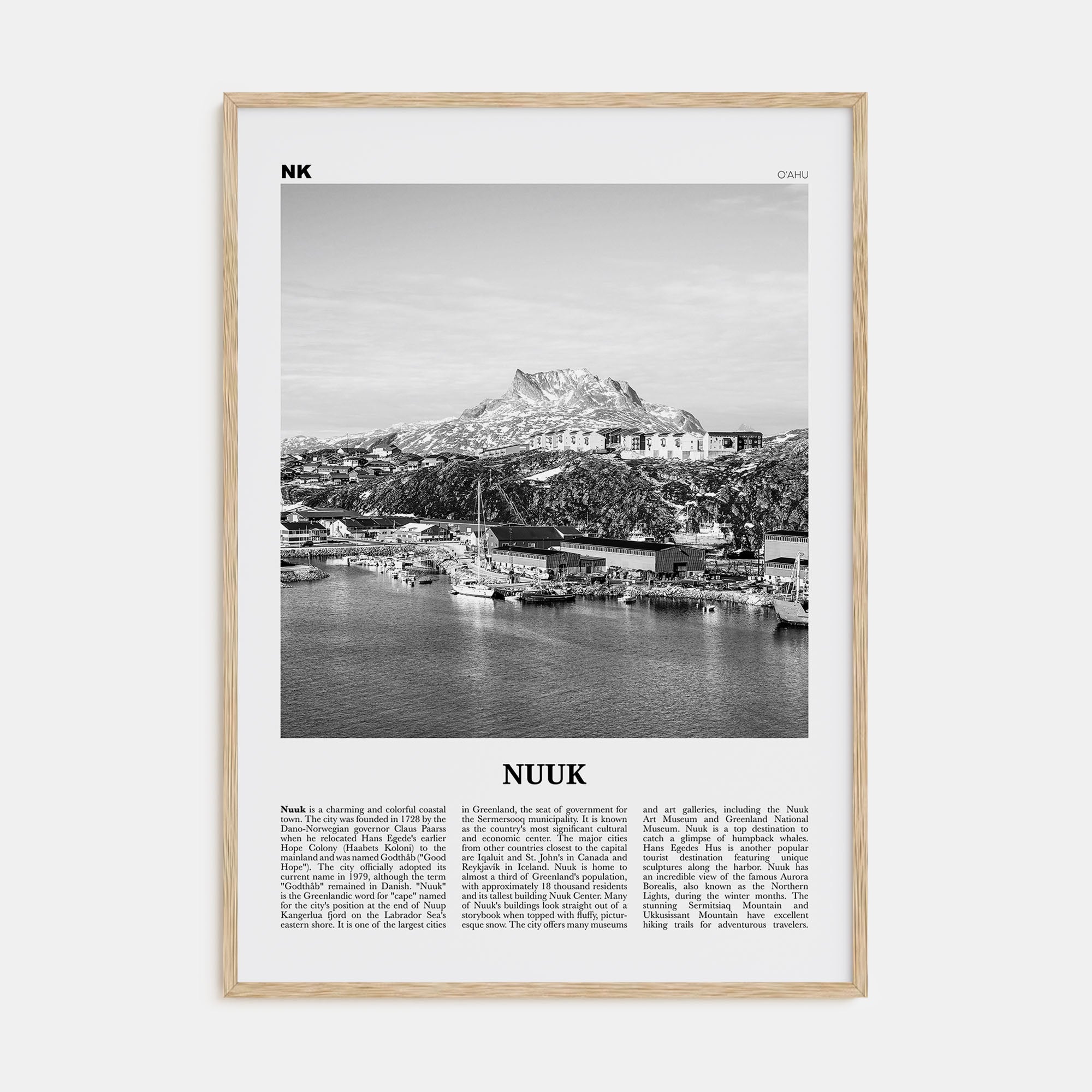 Nuuk Travel B&W Poster
