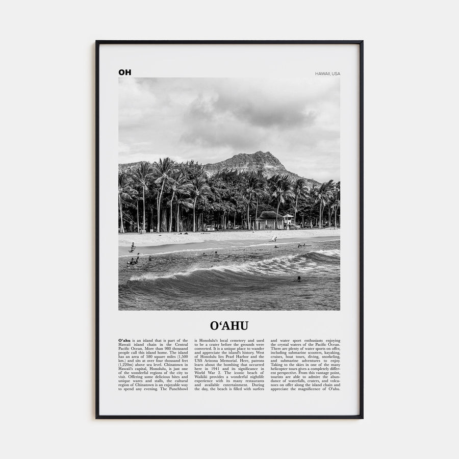 O‘ahu Travel B&W Poster