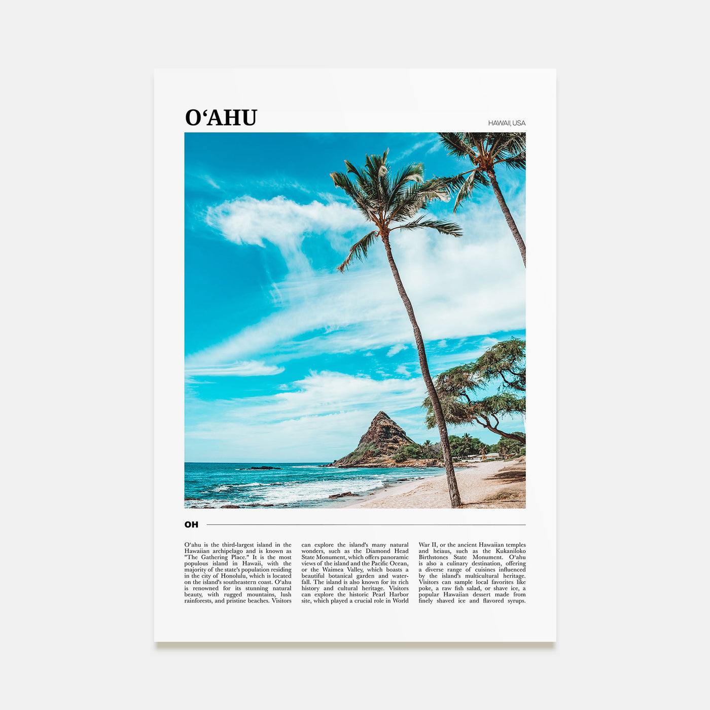 O‘ahu Travel Color Poster