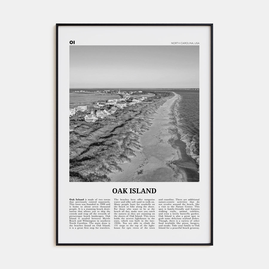 Oak Island Travel B&W Poster