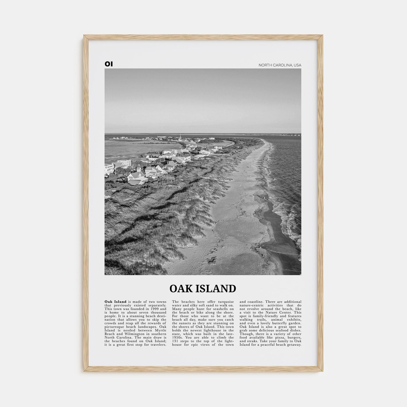 Oak Island Travel B&W Poster