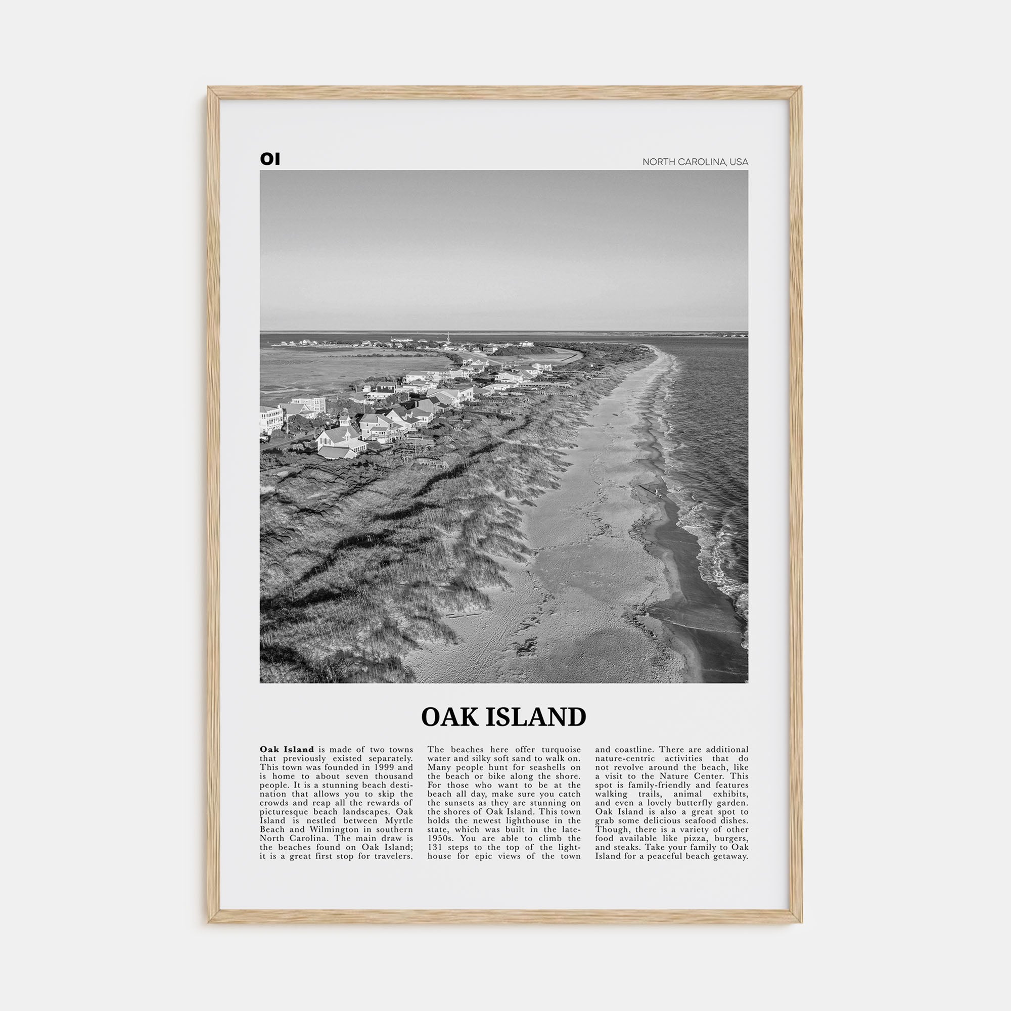Oak Island Travel B&W Poster