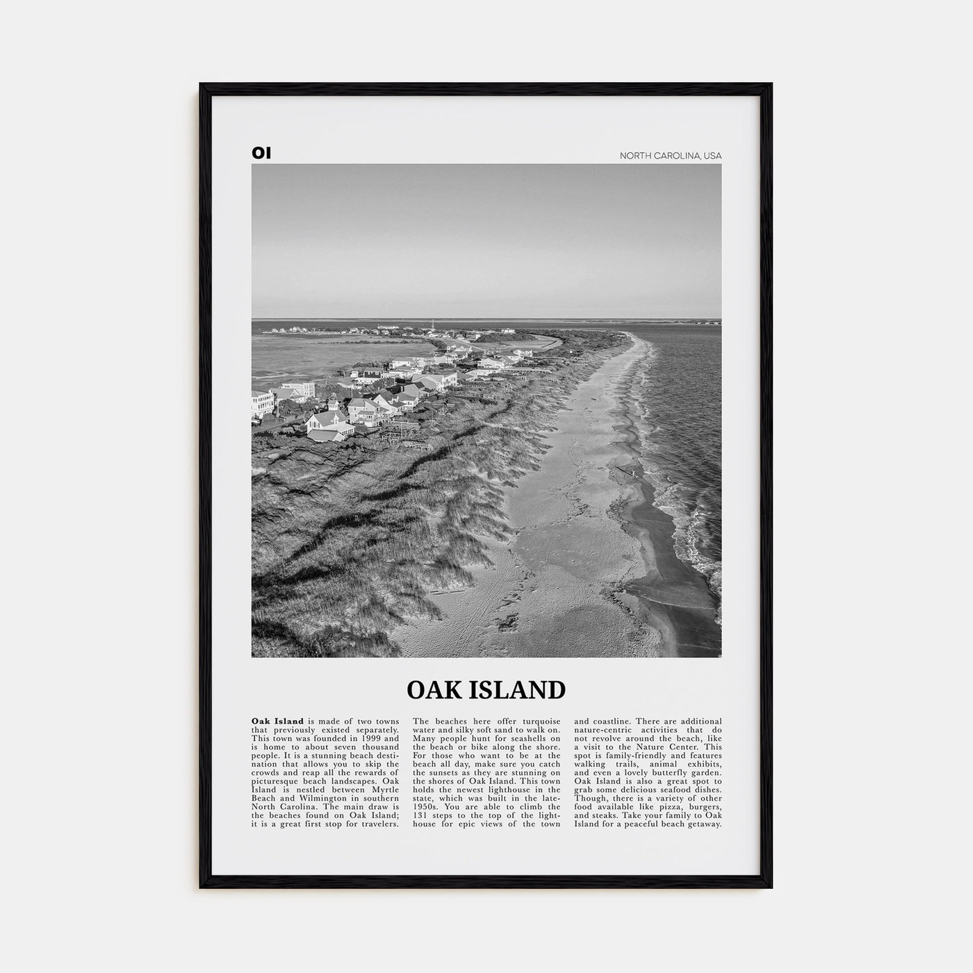 Oak Island Travel B&W Poster