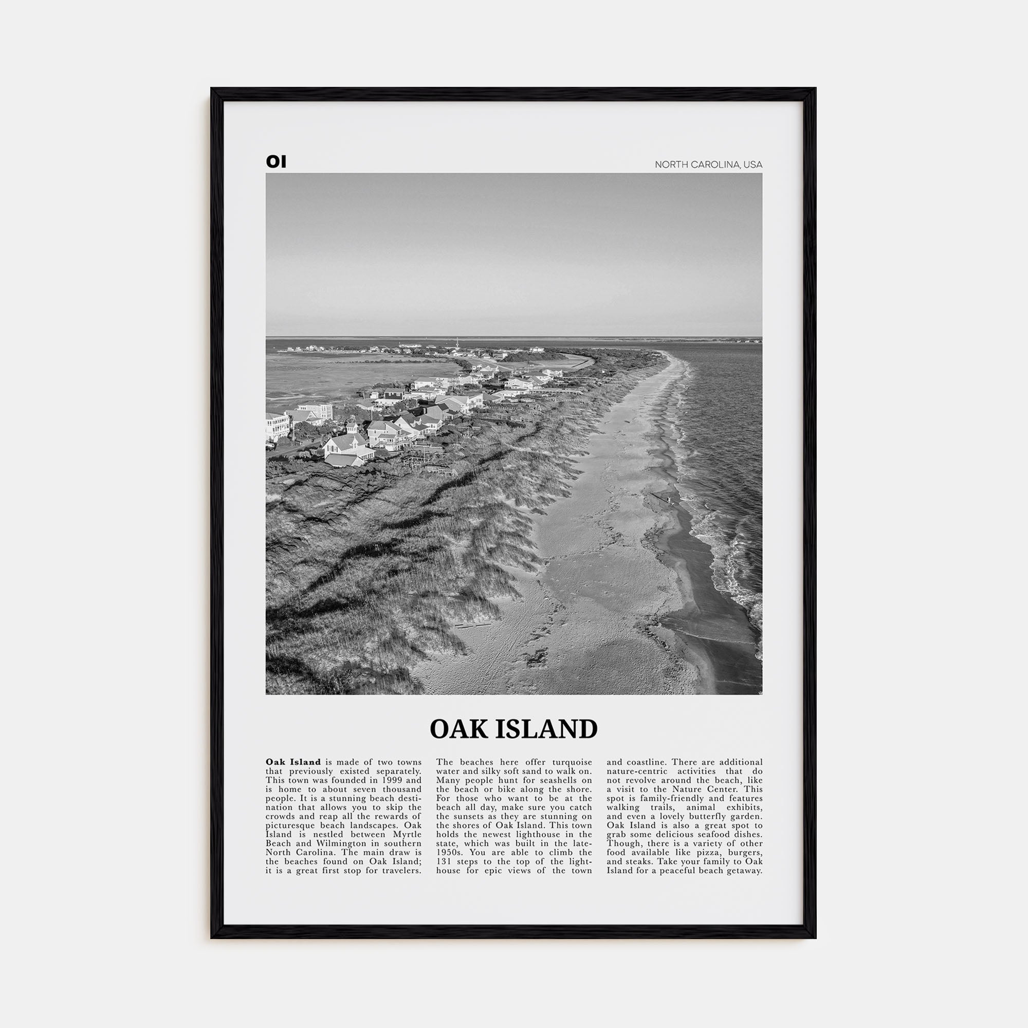 Oak Island Travel B&W Poster