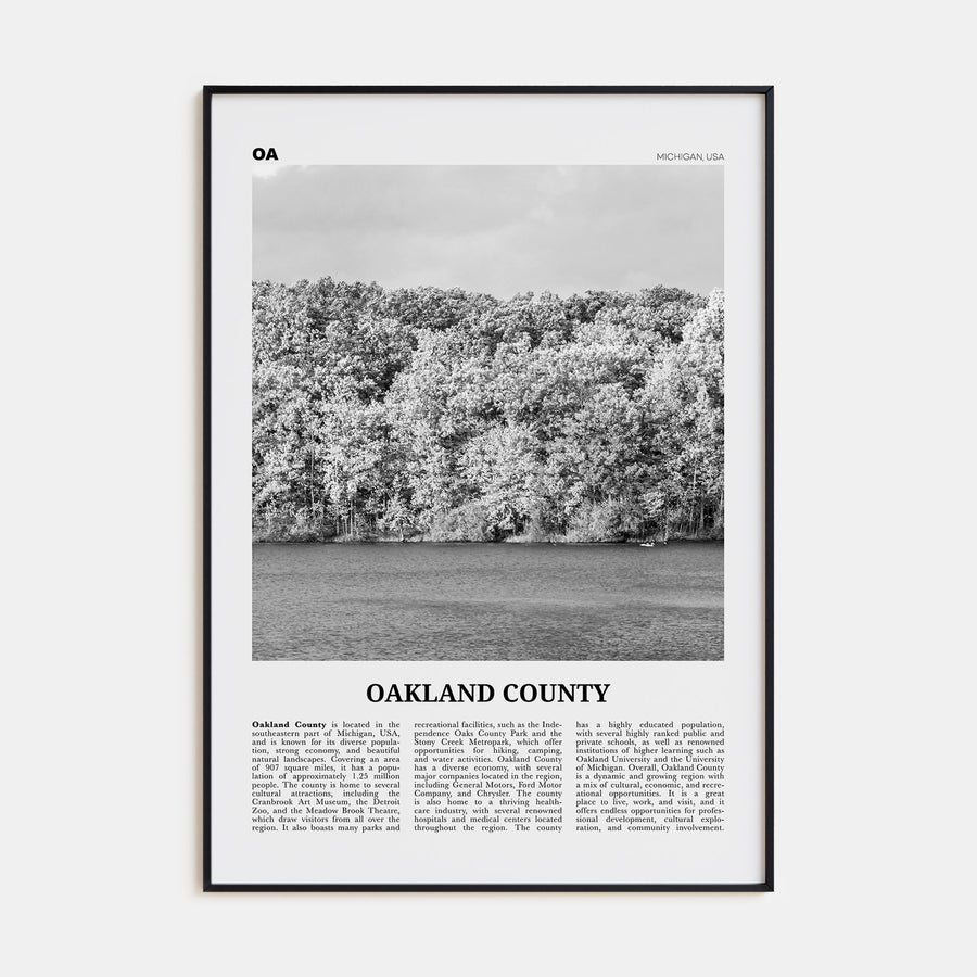 Oakland County Travel B&W Poster