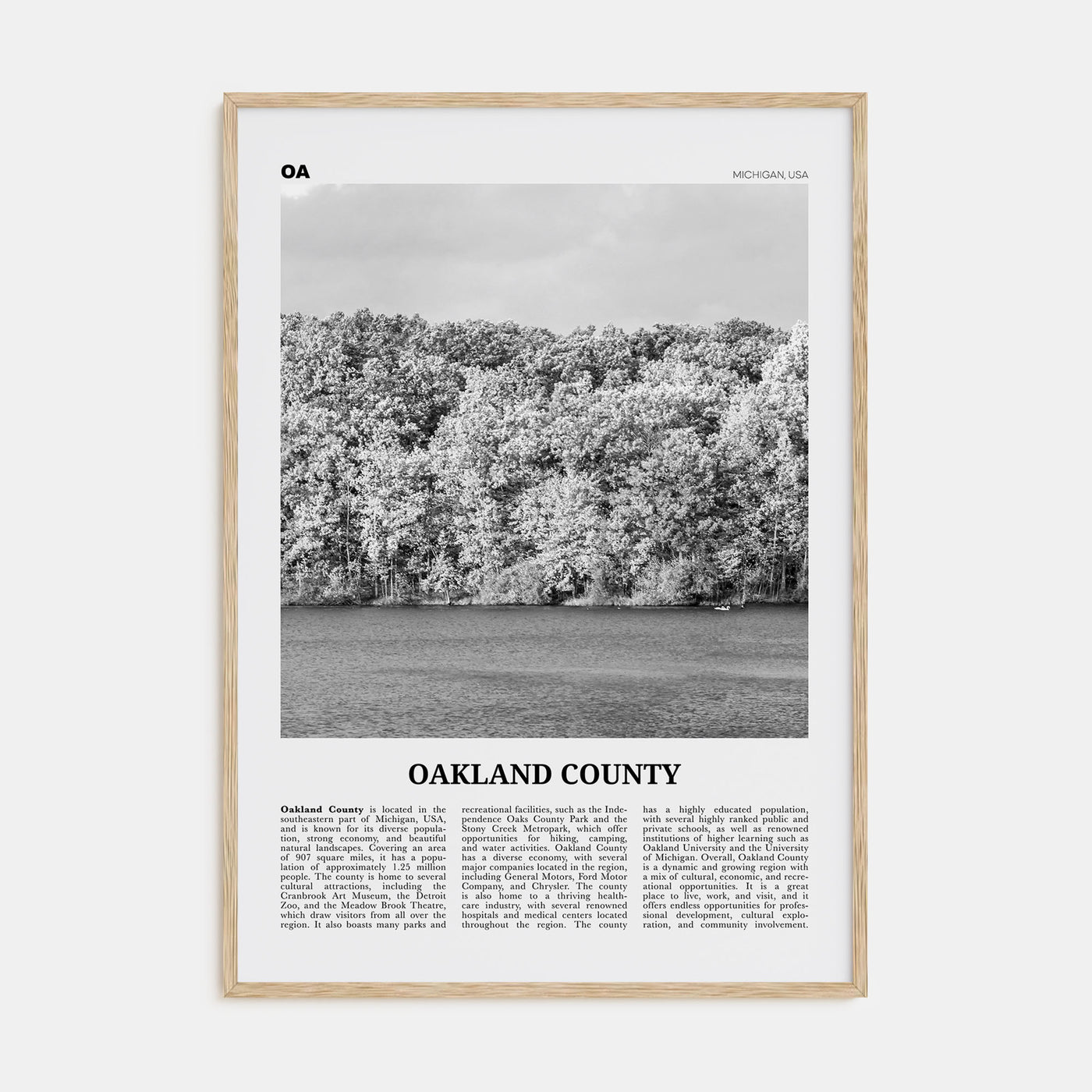 Oakland County Travel B&W Poster