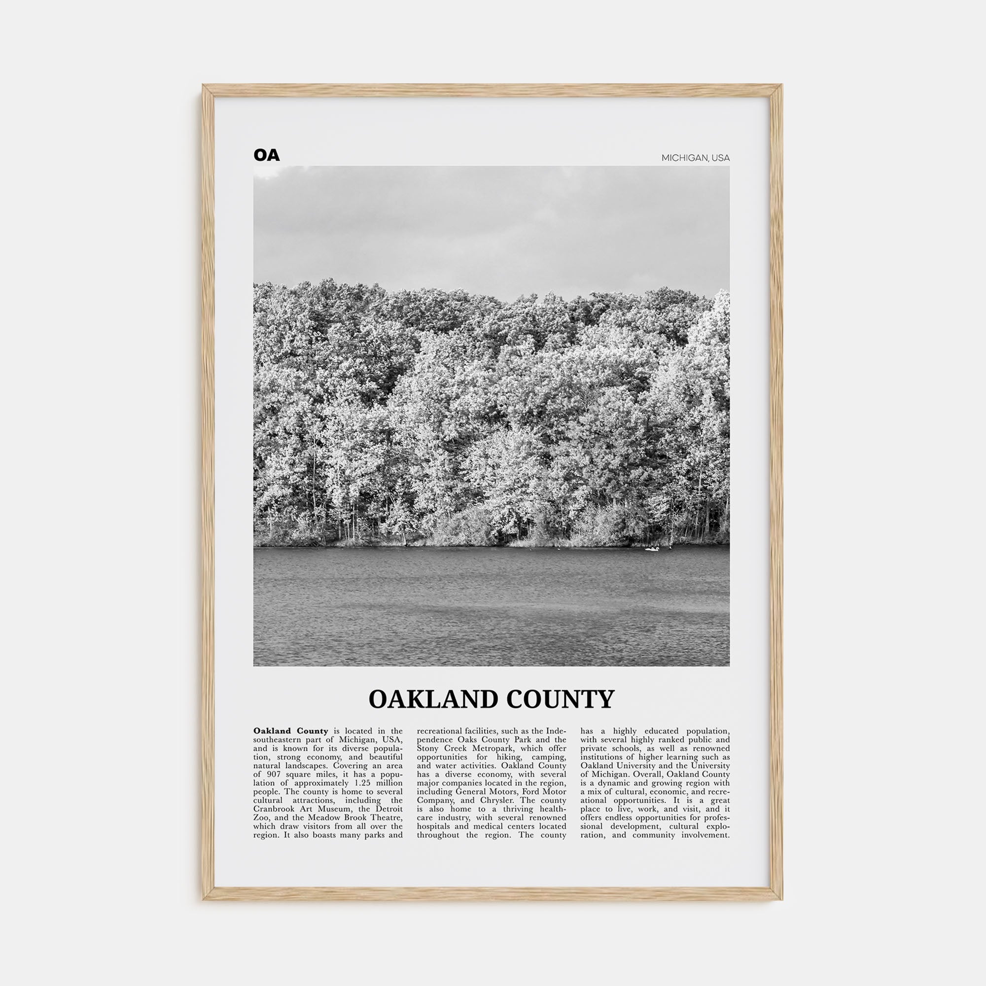 Oakland County Travel B&W Poster