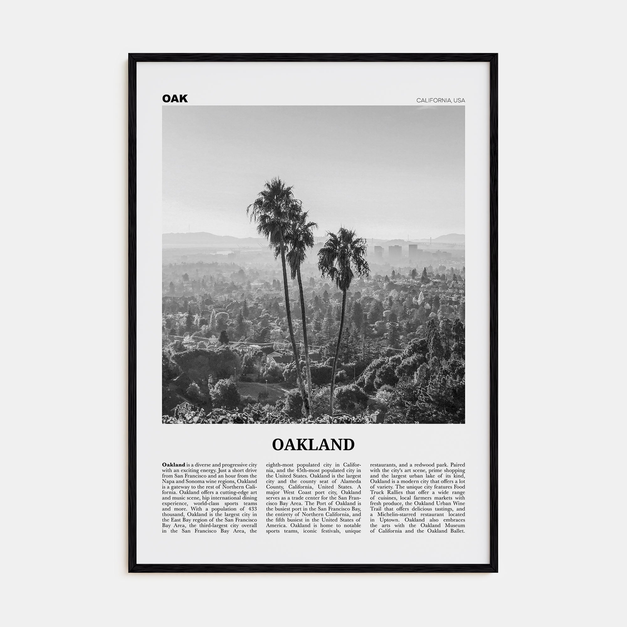 Oakland Travel B&W No 2 Poster