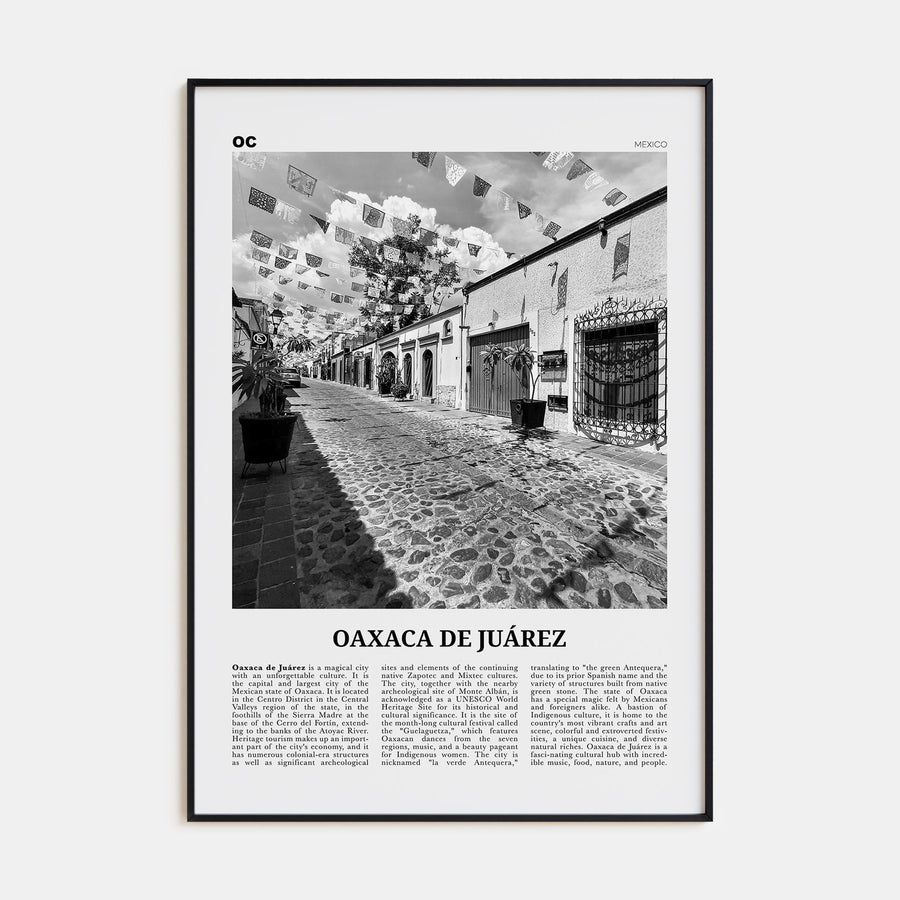 Oaxaca de Juárez Travel B&W Poster