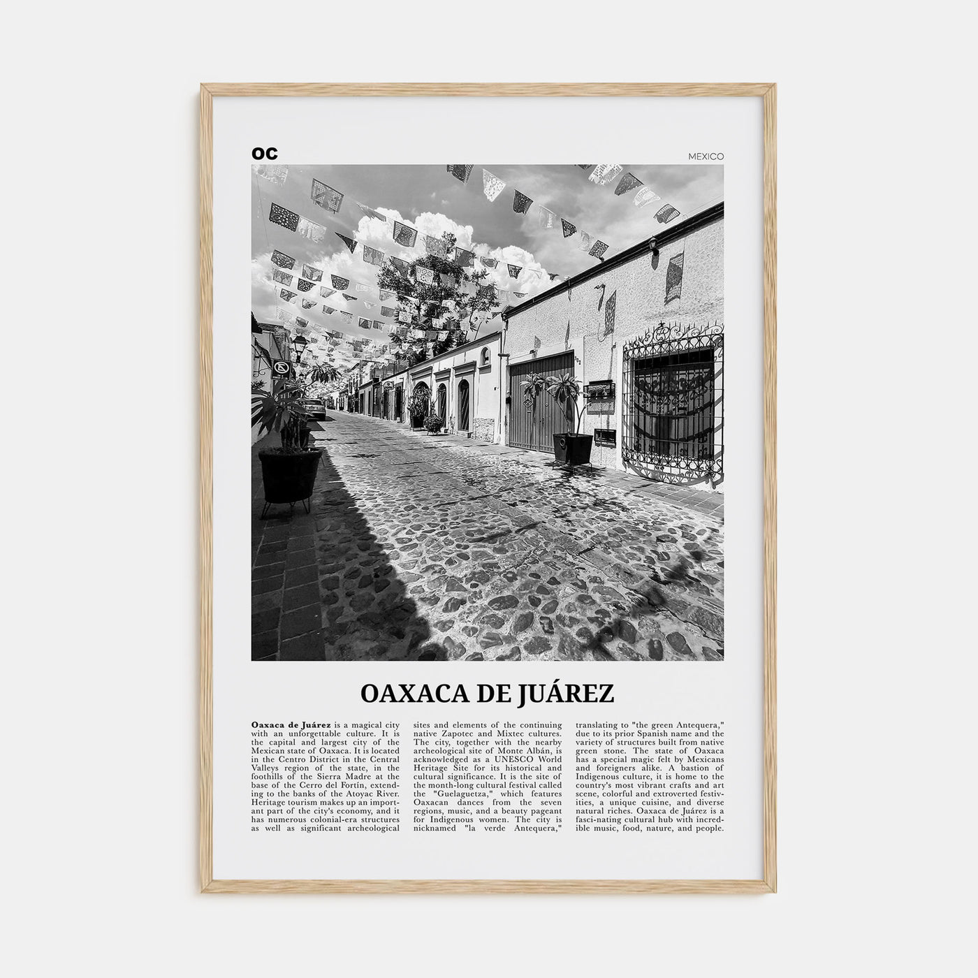 Oaxaca de Juárez Travel B&W Poster