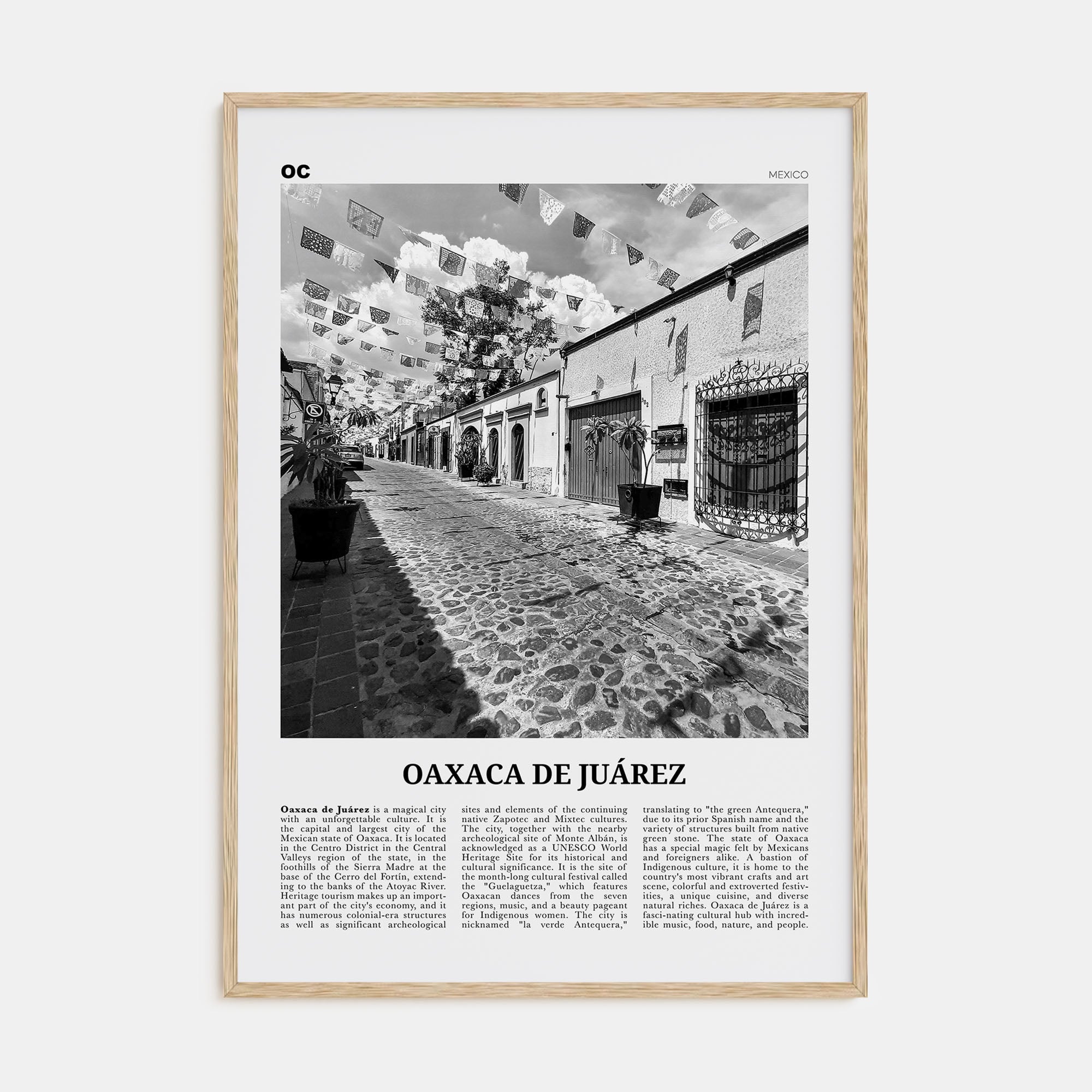 Oaxaca de Juárez Travel B&W Poster