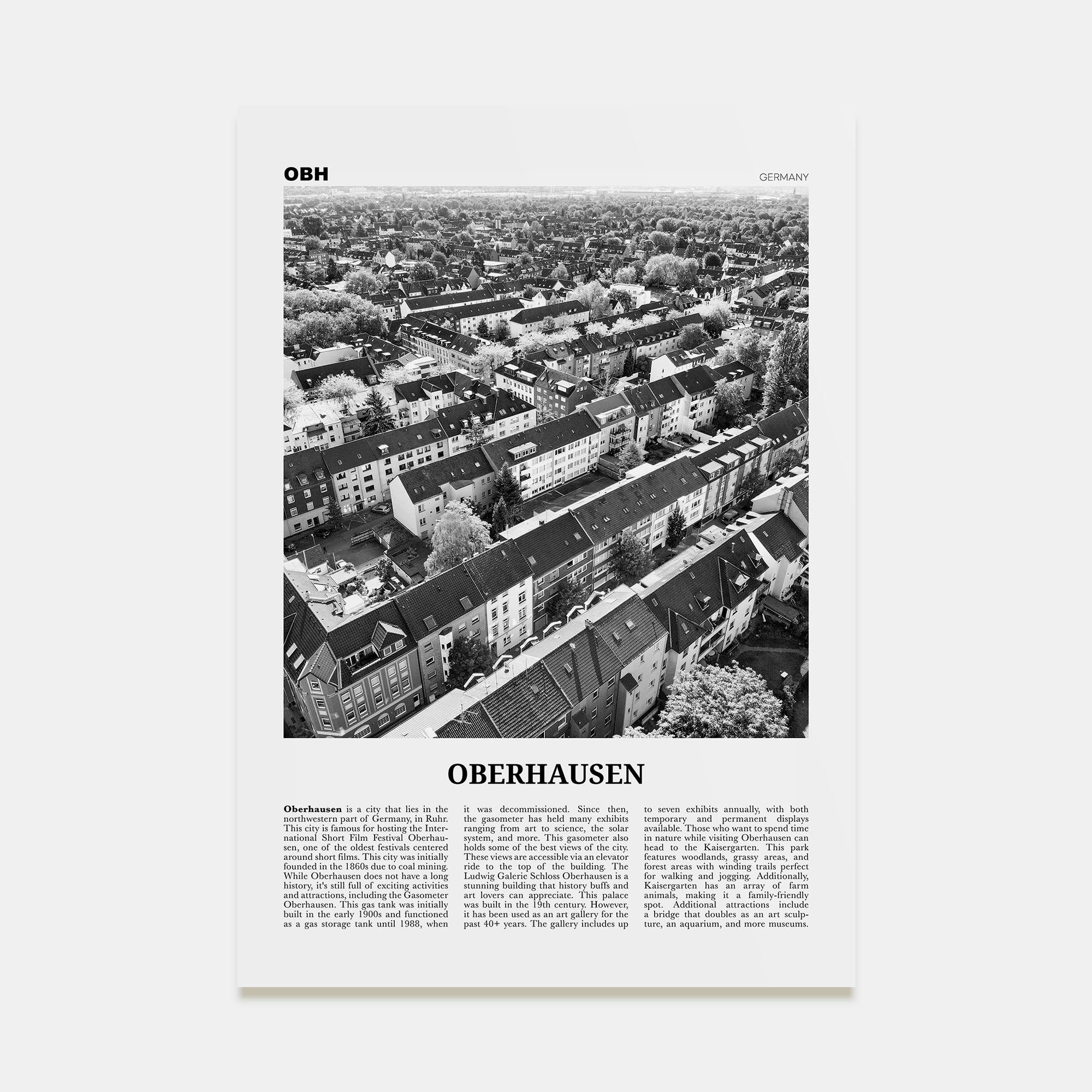 Oberhausen Travel B&W Poster