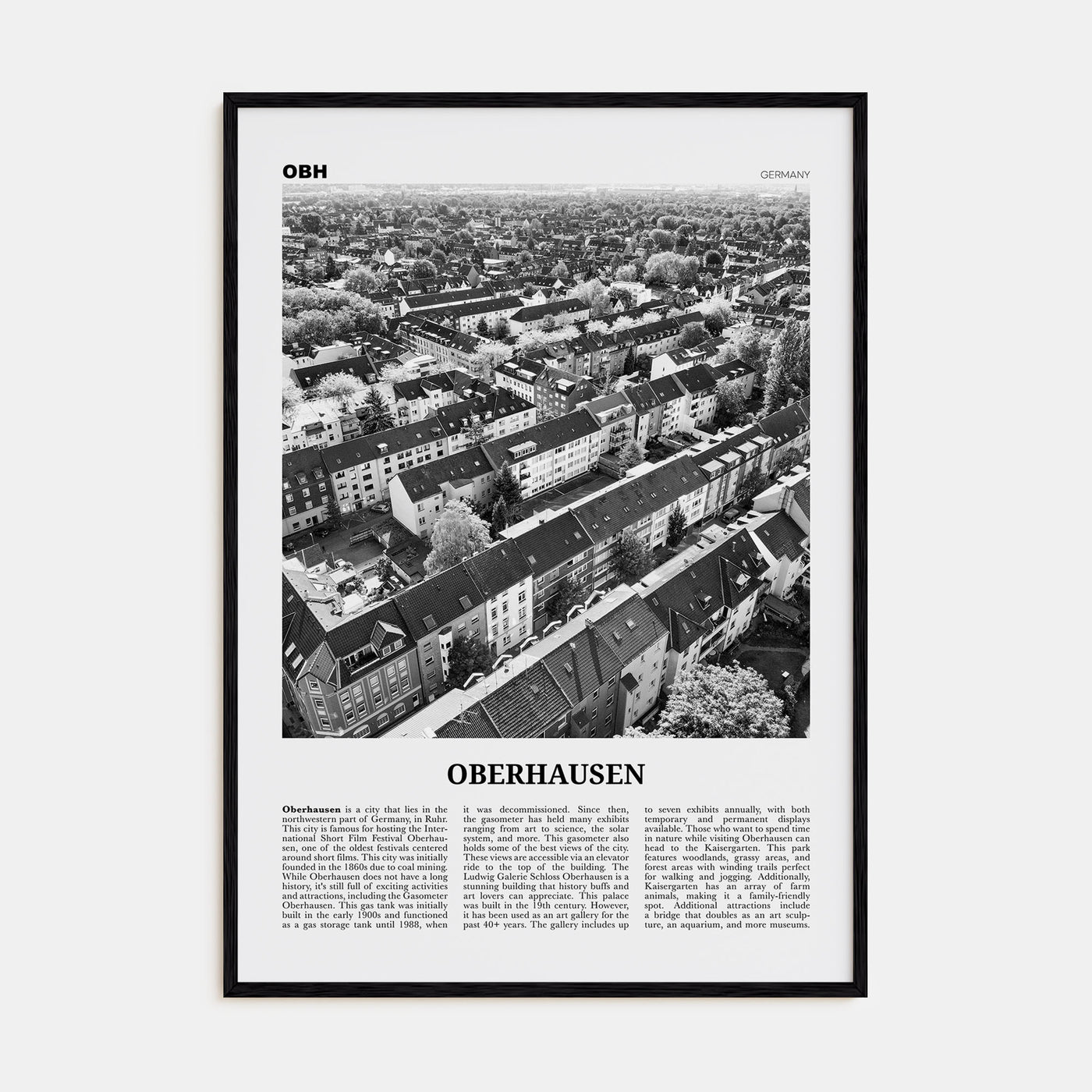 Oberhausen Travel B&W Poster