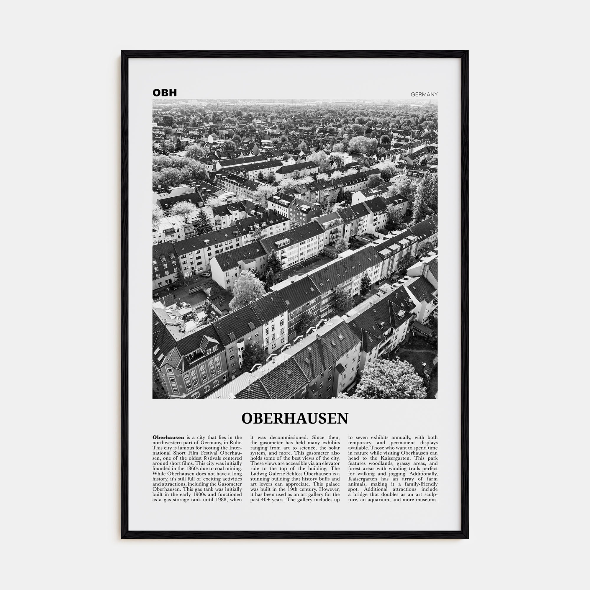 Oberhausen Travel B&W Poster