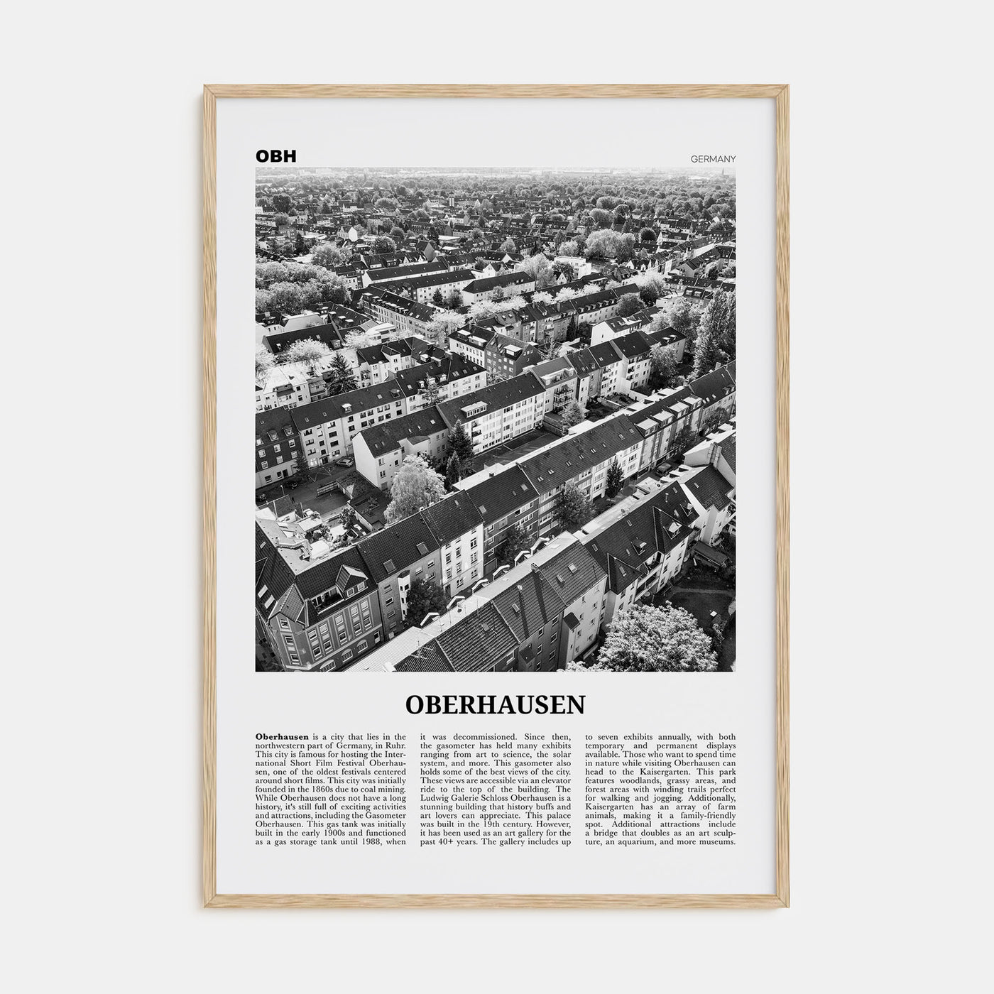 Oberhausen Travel B&W Poster