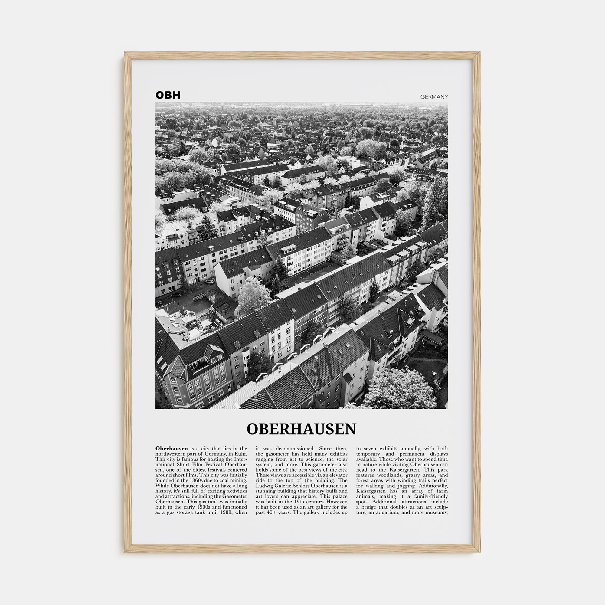 Oberhausen Travel B&W Poster