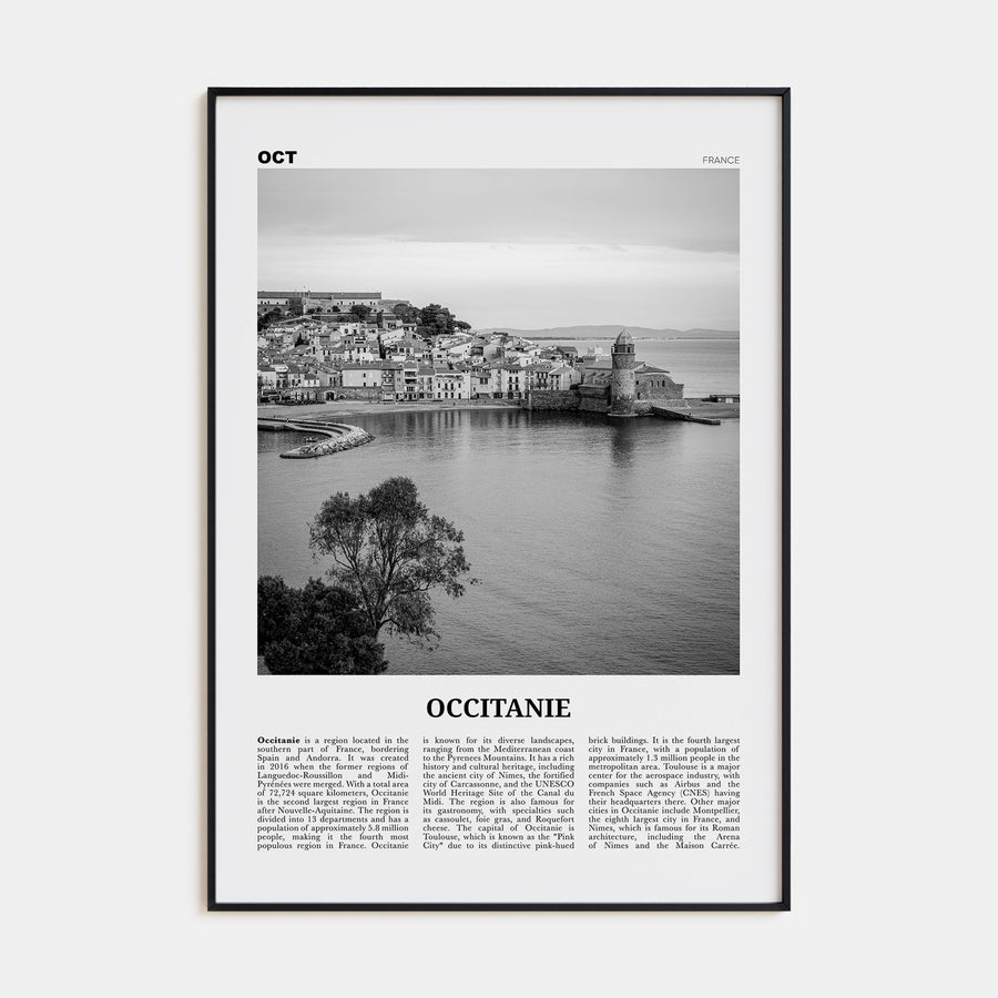 Occitanie Travel B&W Poster