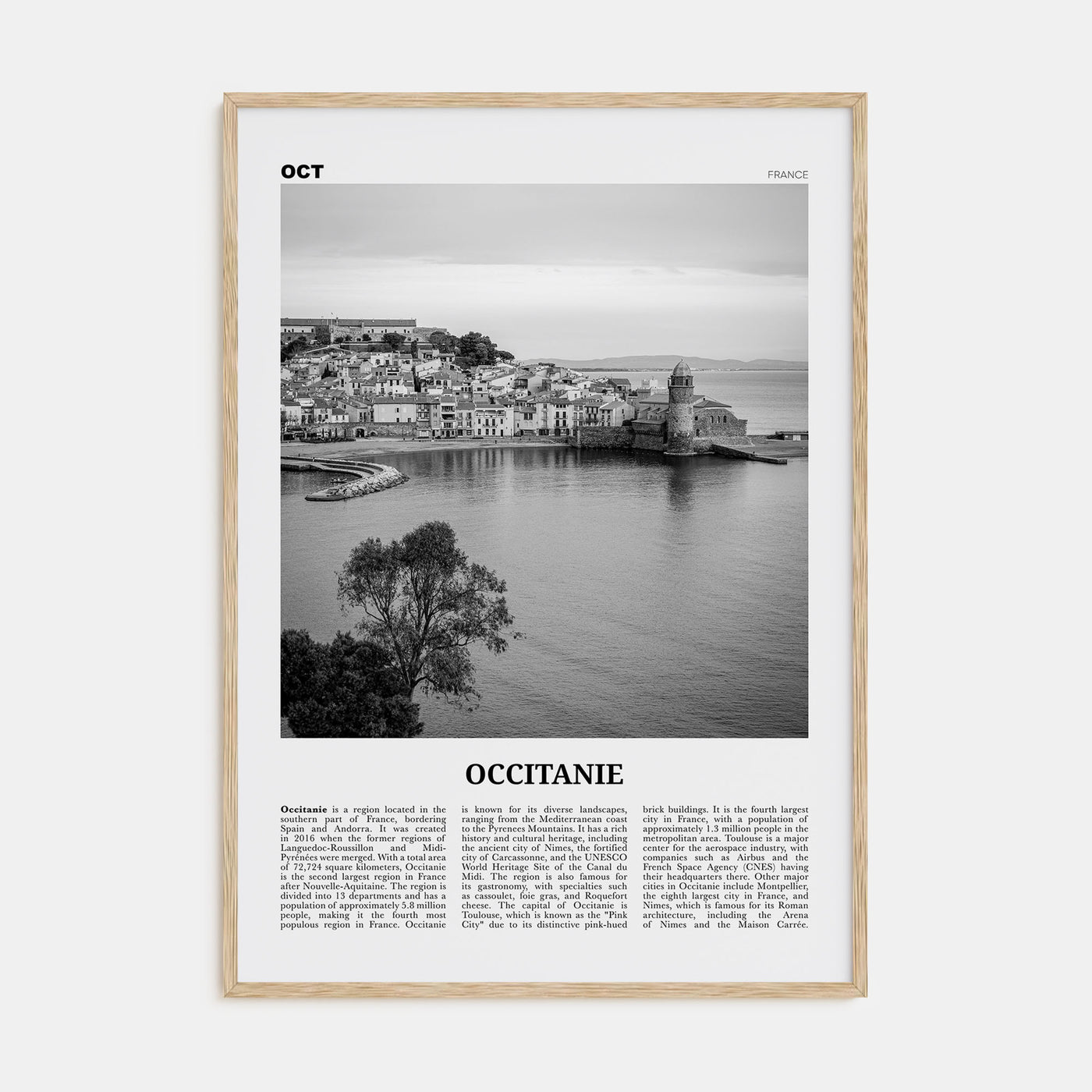 Occitanie Travel B&W Poster