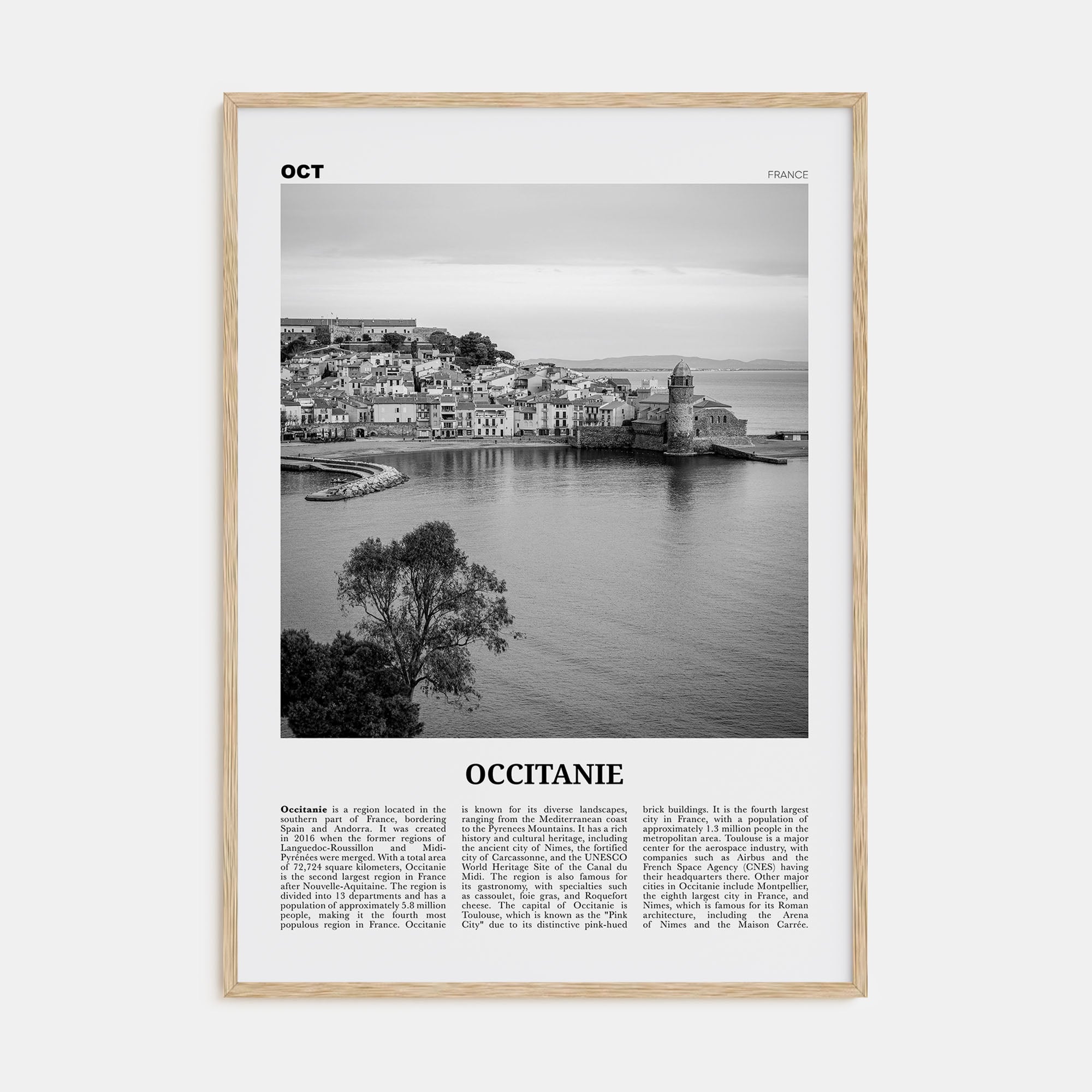 Occitanie Travel B&W Poster