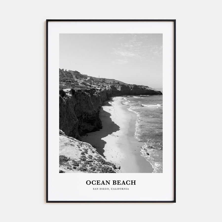 Ocean Beach Portrait B&W Poster