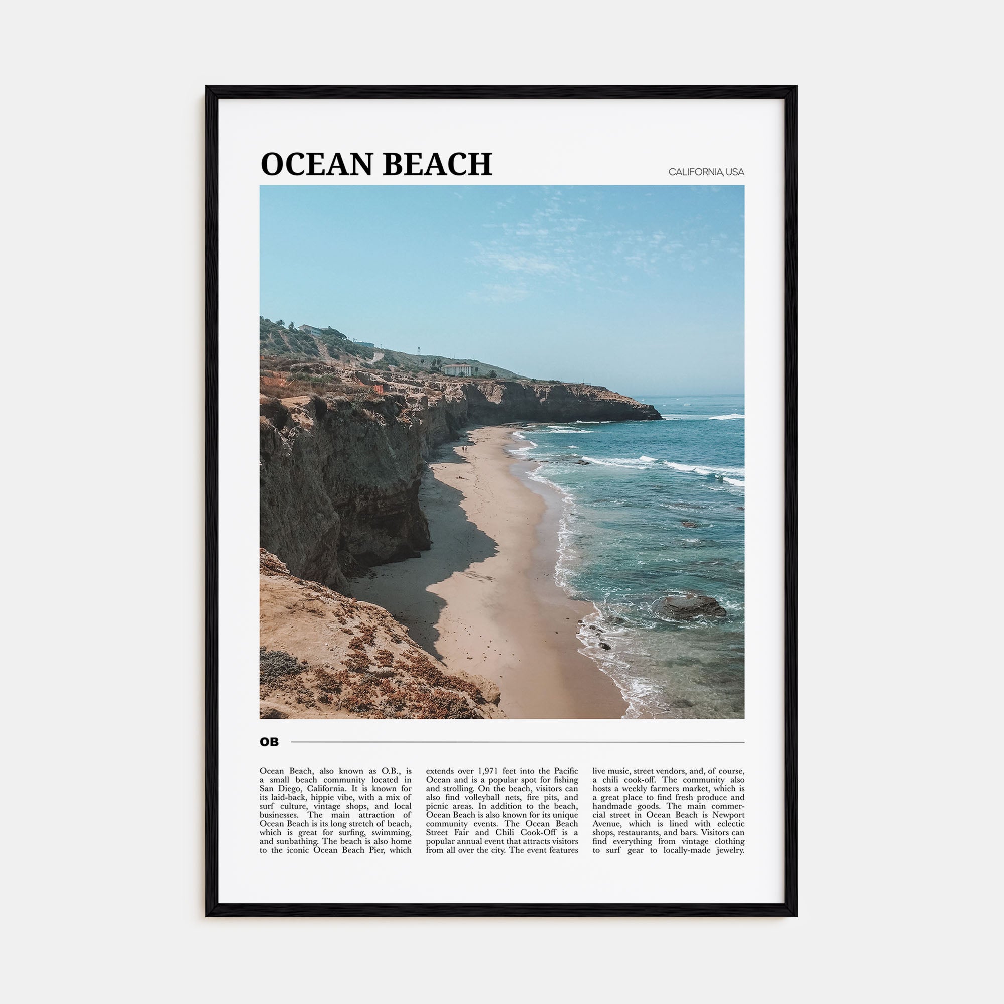 Ocean Beach Travel Color Poster