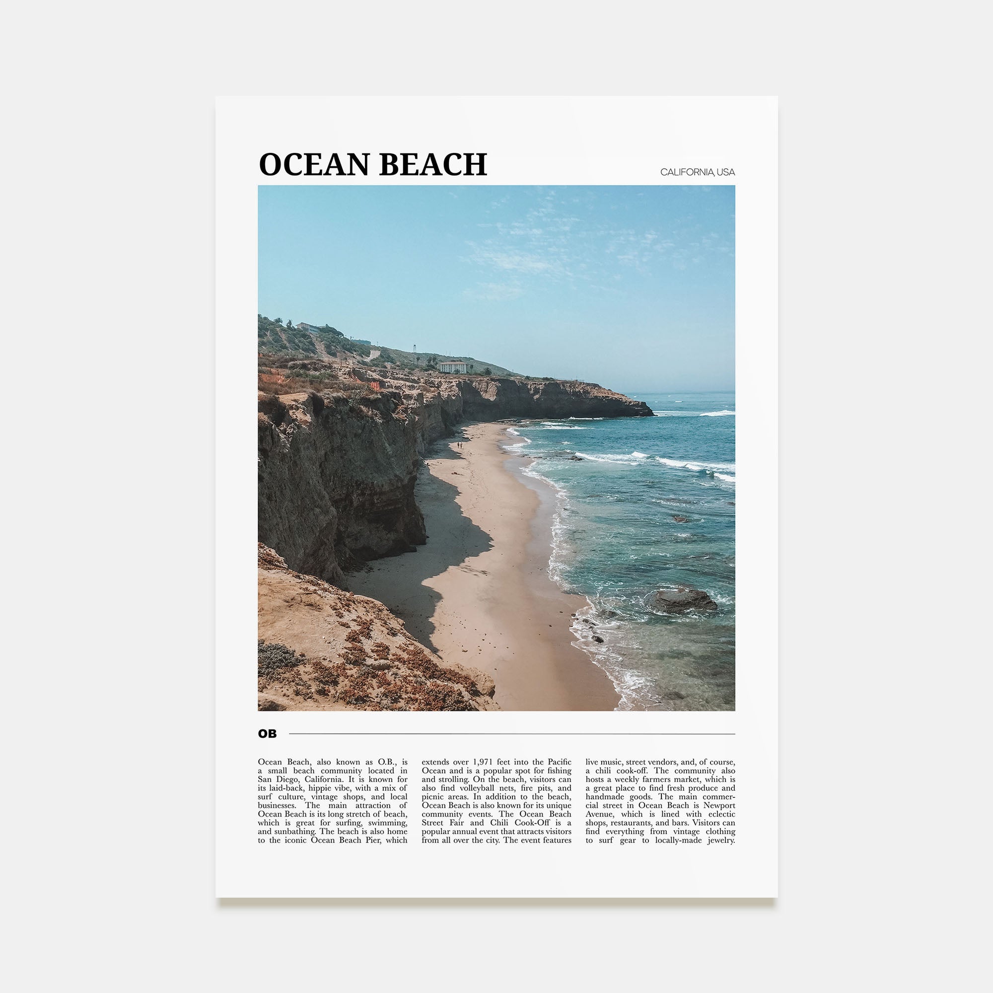 Ocean Beach Travel Color Poster