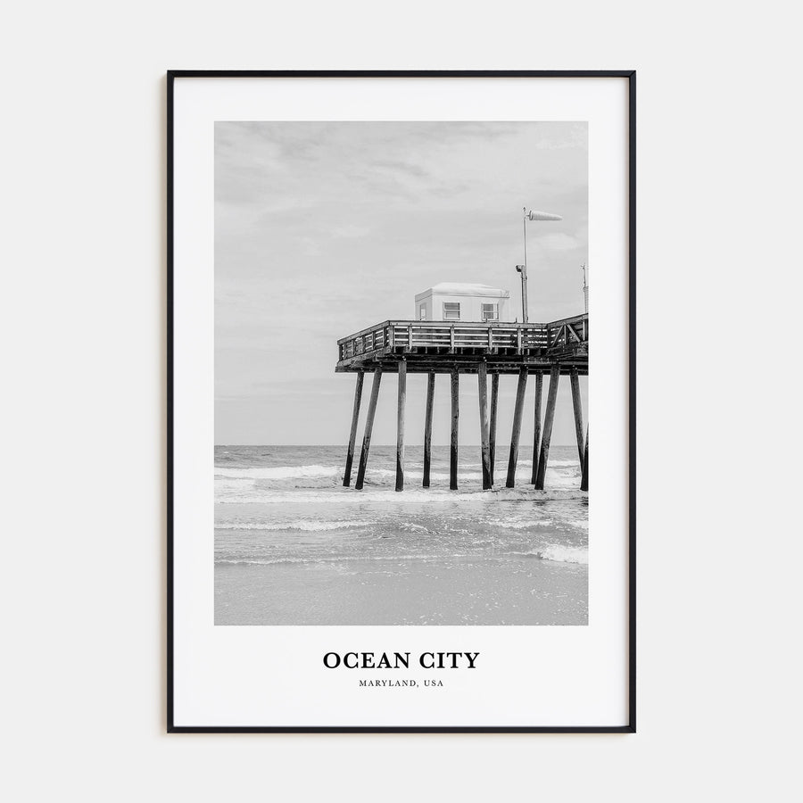 Ocean City, Maryland Portrait B&W Poster