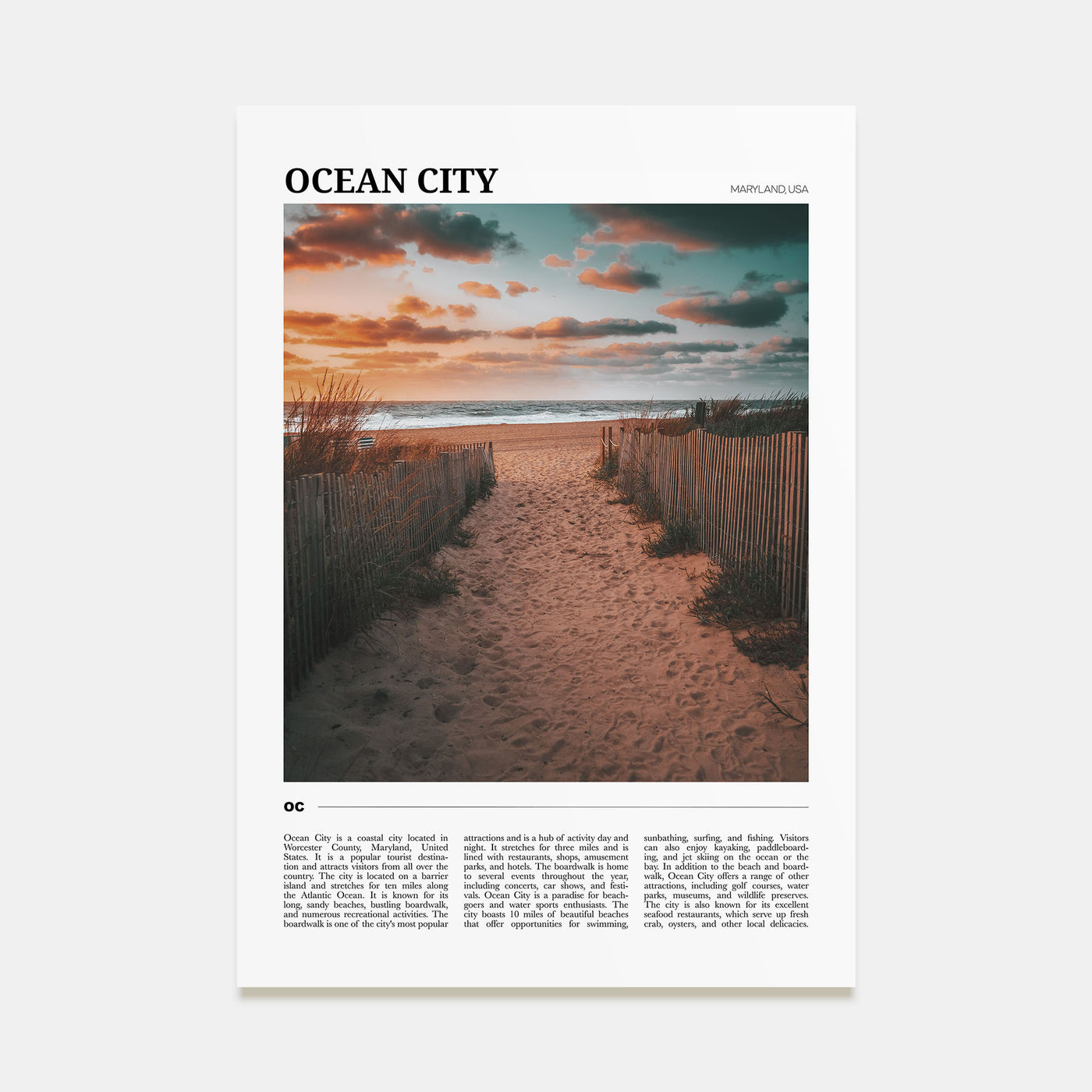 Ocean City, Maryland Travel Color Poster