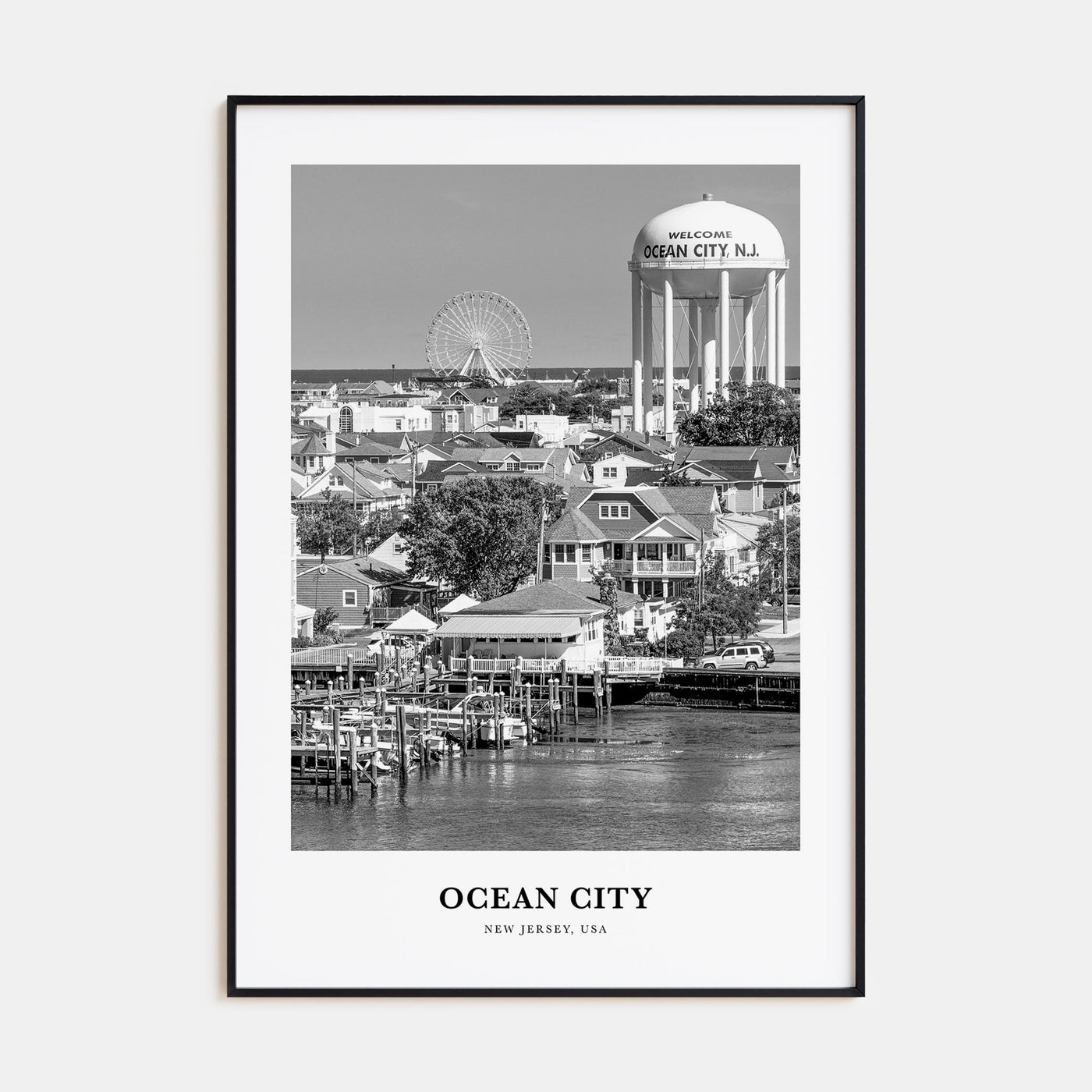 Ocean City, New Jersey Portrait B&W Poster