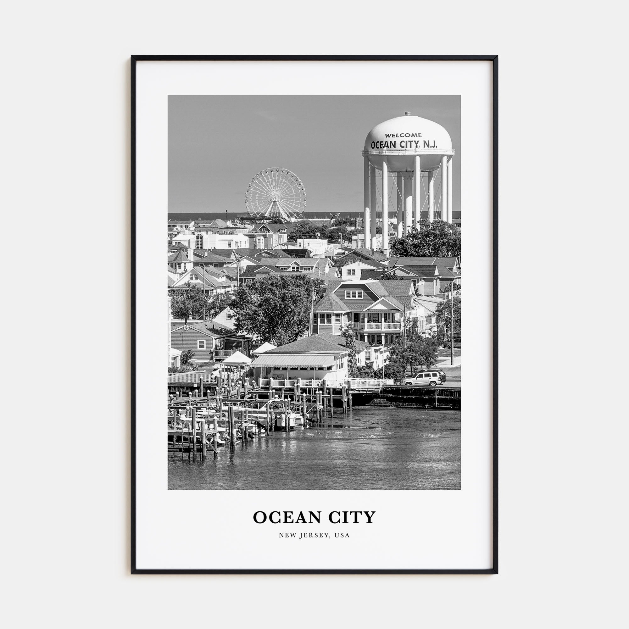 Ocean City, New Jersey Portrait B&W Poster