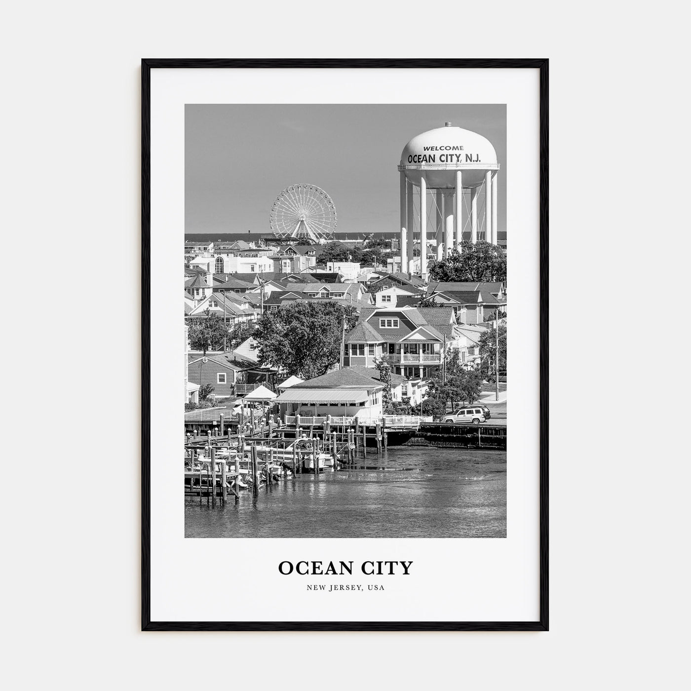 Ocean City, New Jersey Portrait B&W Poster