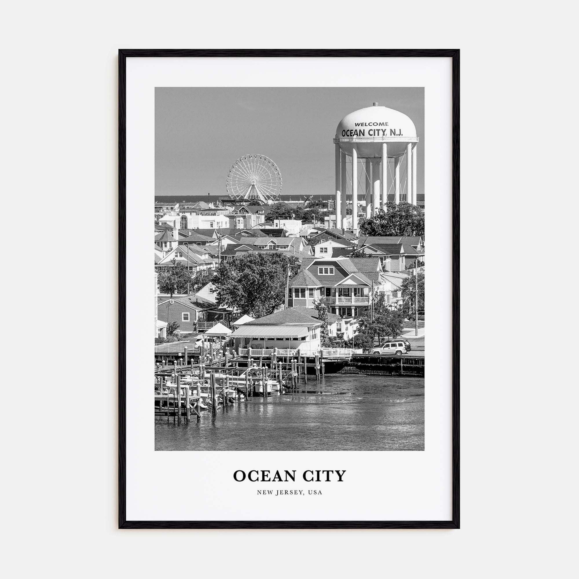 Ocean City, New Jersey Portrait B&W Poster